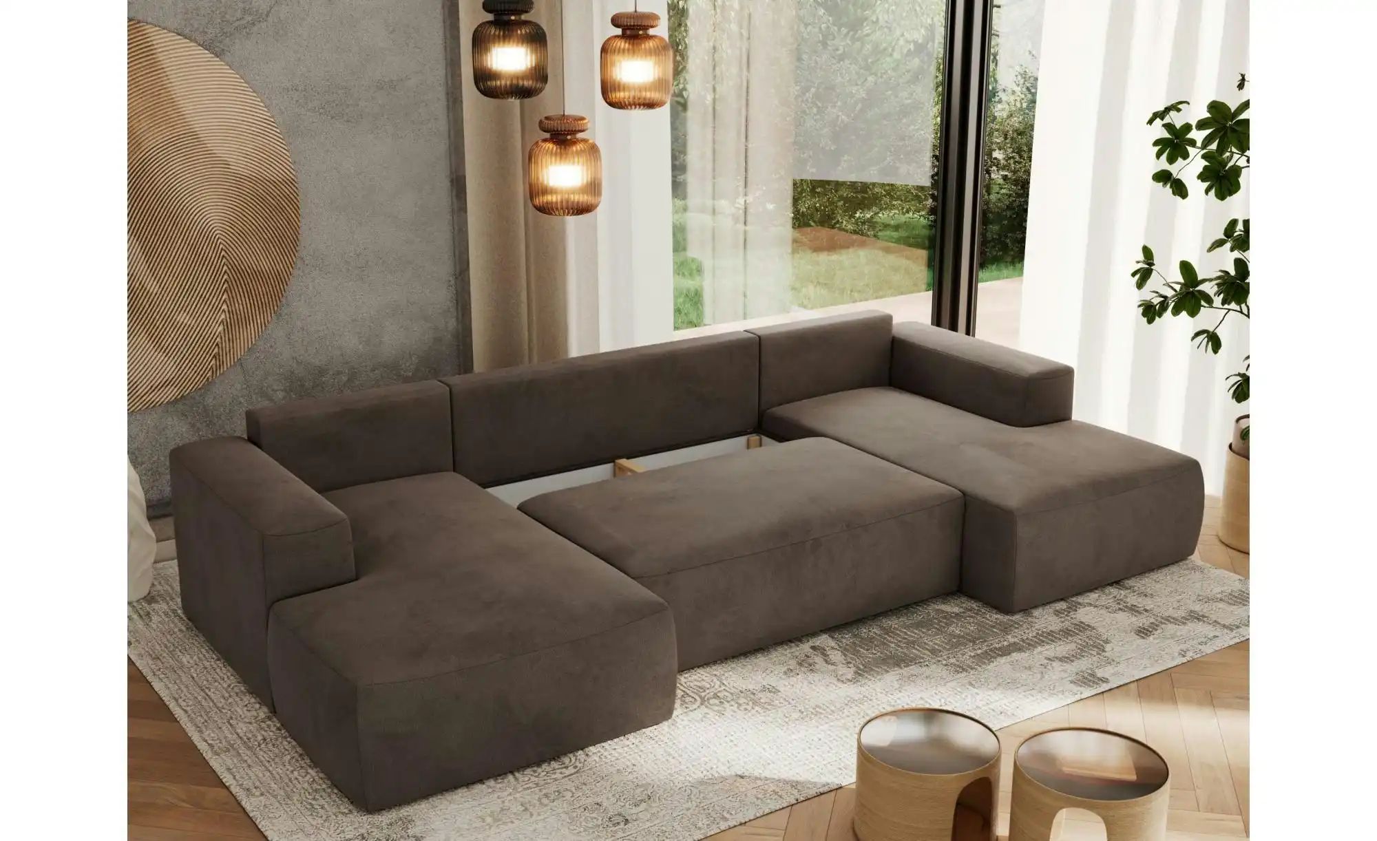 Thumbnail - Wohnlandschaft mit Schlaffunktion Trentino ¦ braun ¦ Maße (cm): B: 334 H: 91 Polstermöbel > Sofas > Wohnlandschaften - H...