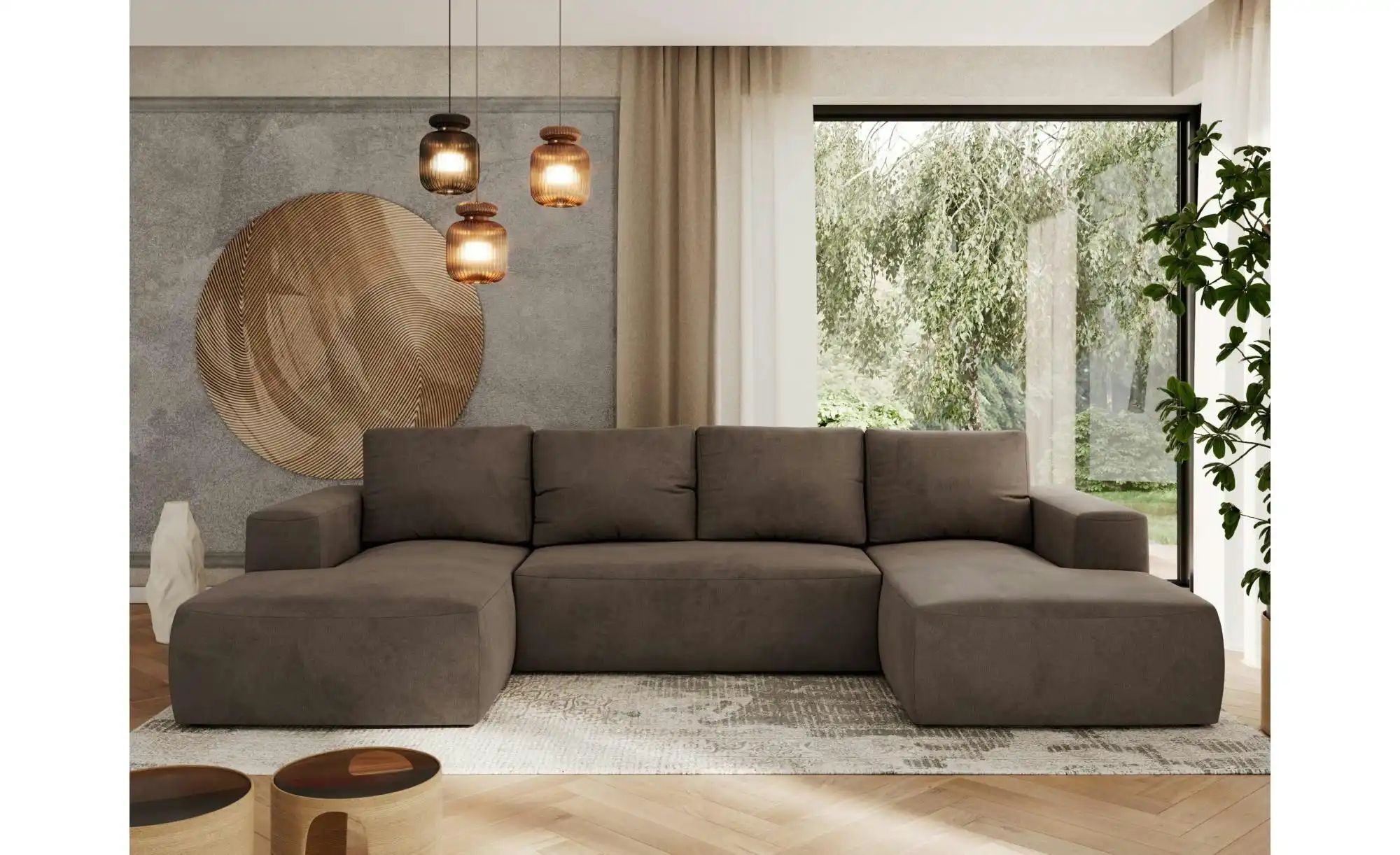 Thumbnail - Wohnlandschaft mit Schlaffunktion Trentino ¦ braun ¦ Maße (cm): B: 334 H: 91 Polstermöbel > Sofas > Wohnlandschaften - H...