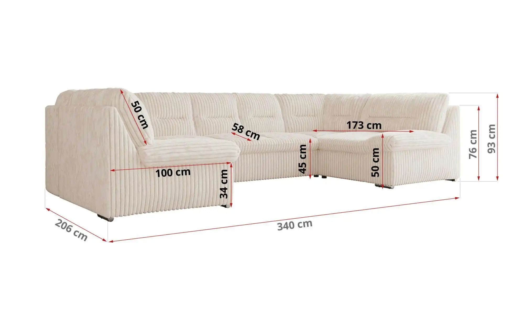 Wohnlandschaft mit Schlaffunktion Comodo ¦ beige ¦ Maße (cm): B: 340 H: 93 günstig online kaufen