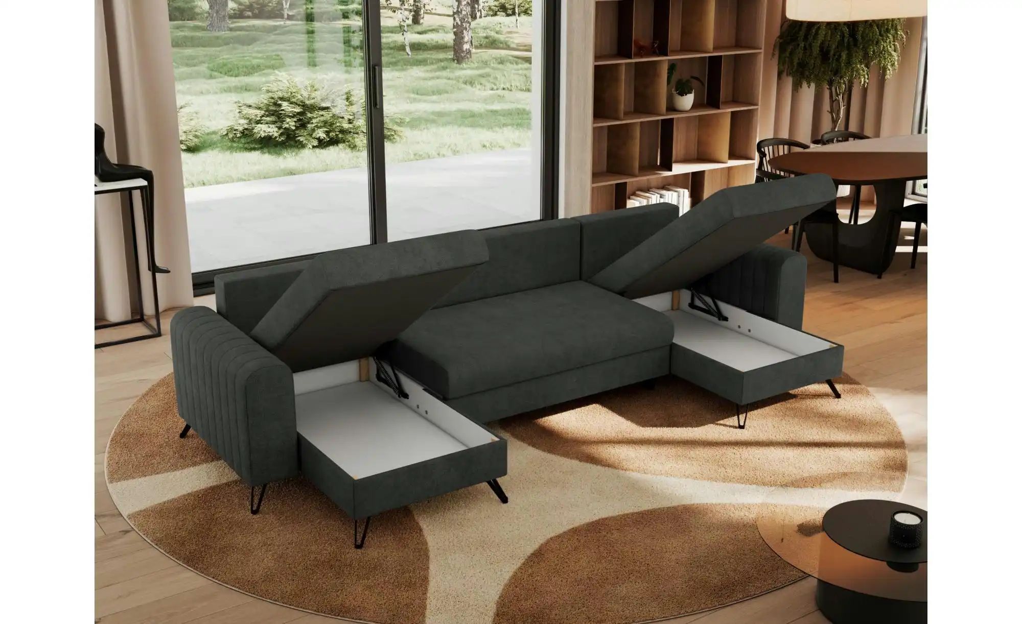 Wohnlandschaft Dunkelgrau   ¦ grau ¦ Maße (cm): B: 312 H: 90 Polstermöbel > günstig online kaufen