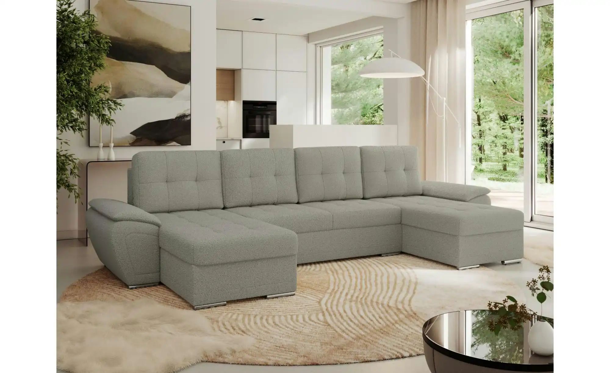 Wohnlandschaft mit Schlaffunktion Umbria ¦ grau ¦ Maße (cm): B: 336 H: 85 P günstig online kaufen