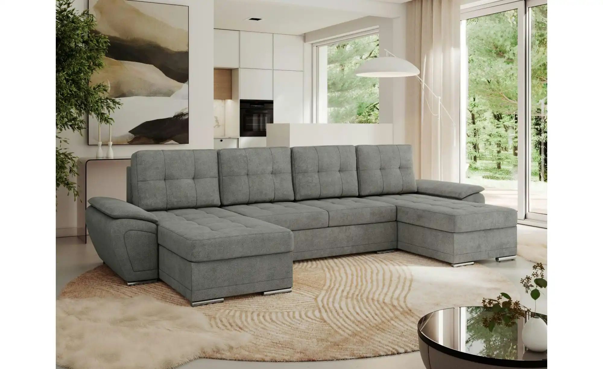 Thumbnail - Wohnlandschaft mit Schlaffunktion Umbria ¦ grau ¦ Maße (cm): B: 336 H: 85 Polstermöbel > Sofas > Schlafsofas - Höffner