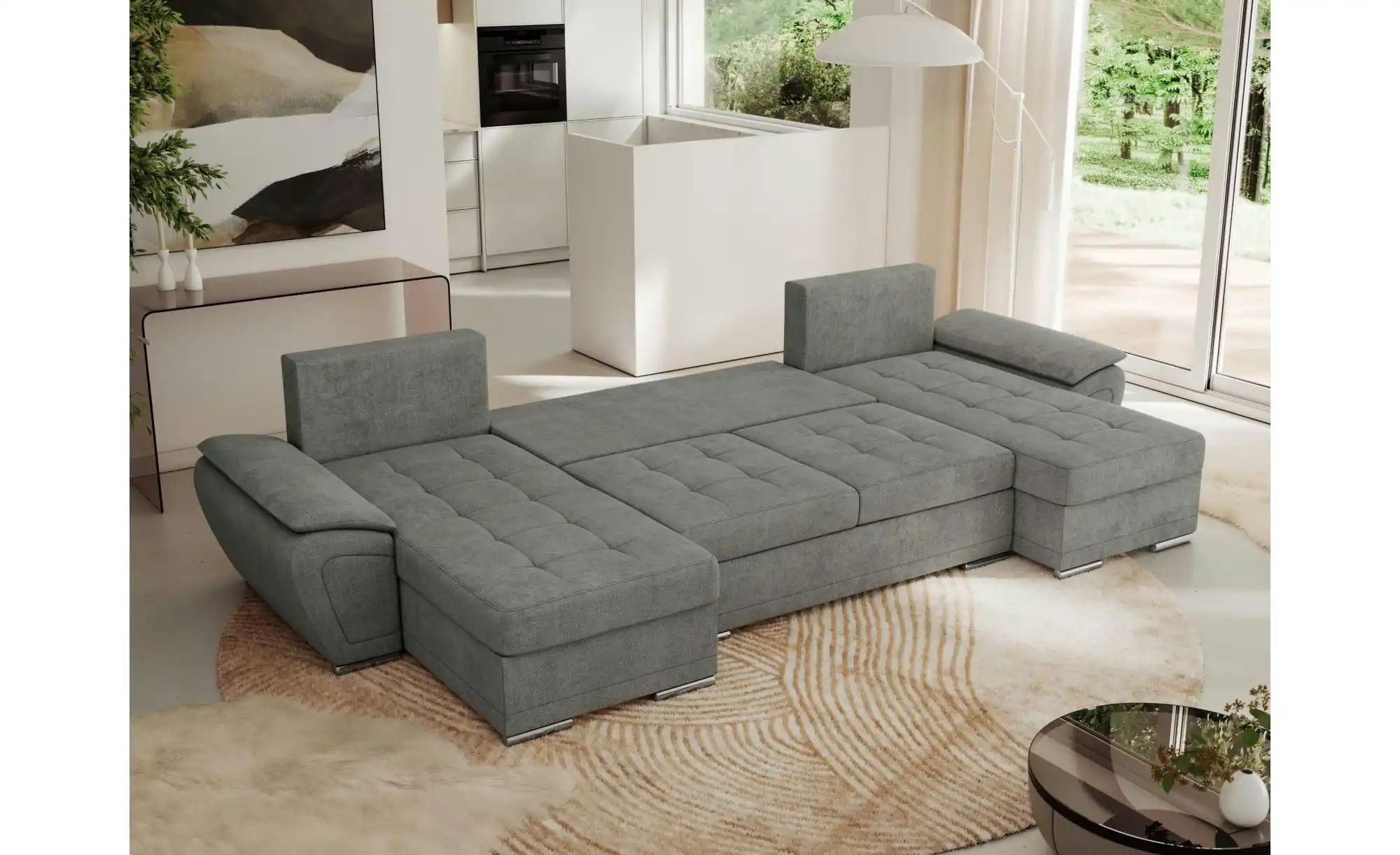 Thumbnail - Wohnlandschaft mit Schlaffunktion Umbria ¦ grau ¦ Maße (cm): B: 336 H: 85 Polstermöbel > Sofas > Schlafsofas - Höffner