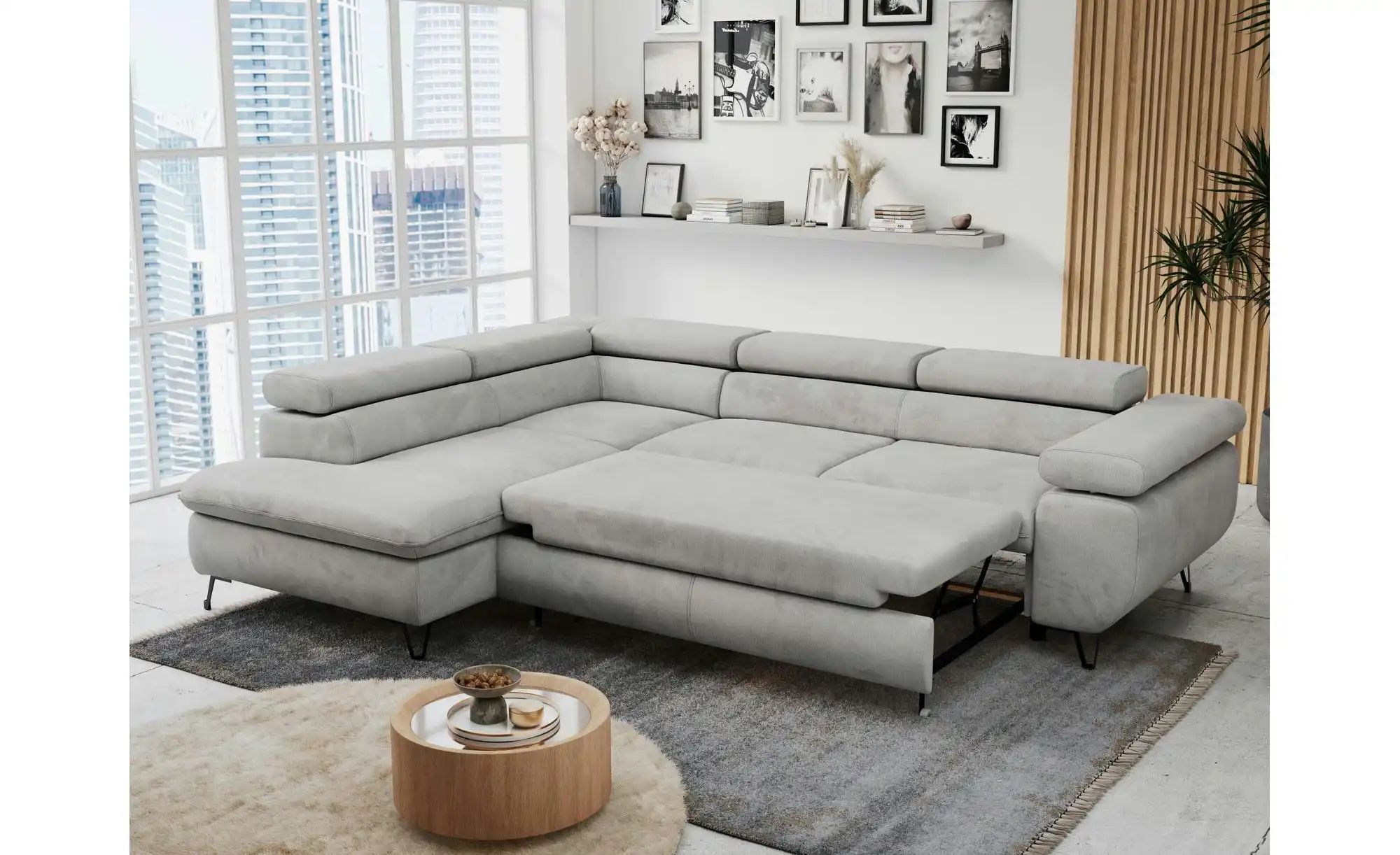 Ecksofa mit Schlaffunktion Peter ¦ grau ¦ Maße (cm): B: 273 H: 76 Polstermö günstig online kaufen