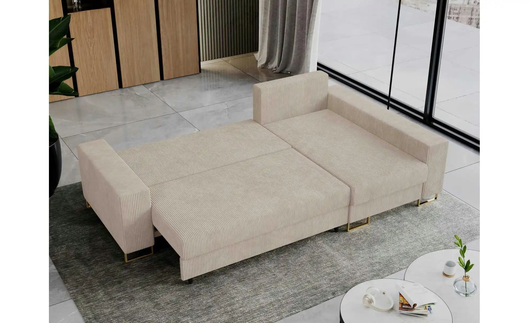 Ecksofa mit Schlaffunktion Dorain ¦ beige ¦ Maße (cm): B: 242 H: 85 Polster günstig online kaufen