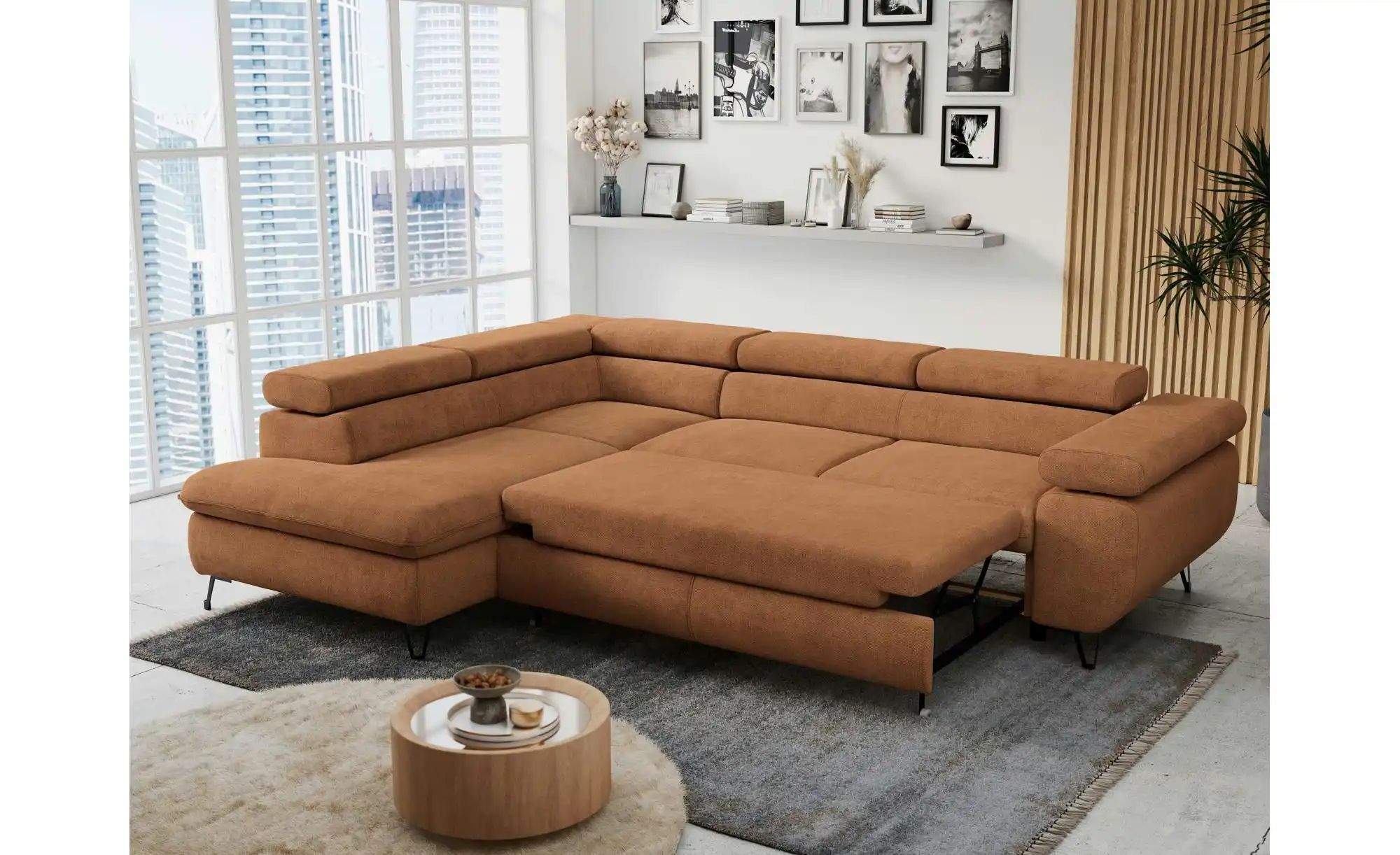 Thumbnail - Ecksofa mit Schlaffunktion Peter ¦ orange ¦ Maße (cm): B: 273 H: 76 Polstermöbel > Sofas > Ecksofas - Höffner