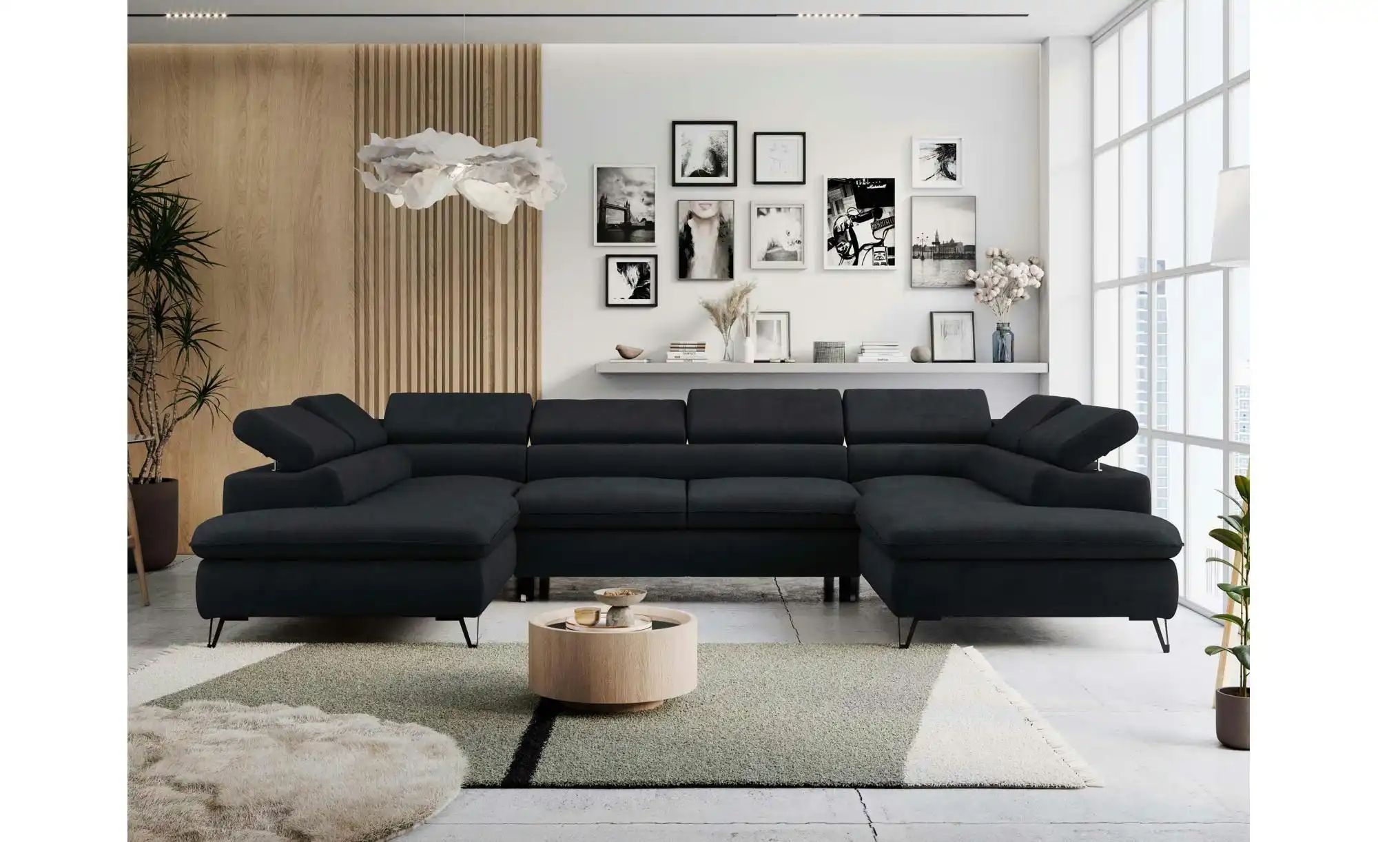 Thumbnail - Wohnlandschaft  Peter ¦ schwarz ¦ Maße (cm): B: 346 H: 76 Polstermöbel > Sofas > Wohnlandschaften - Höffner