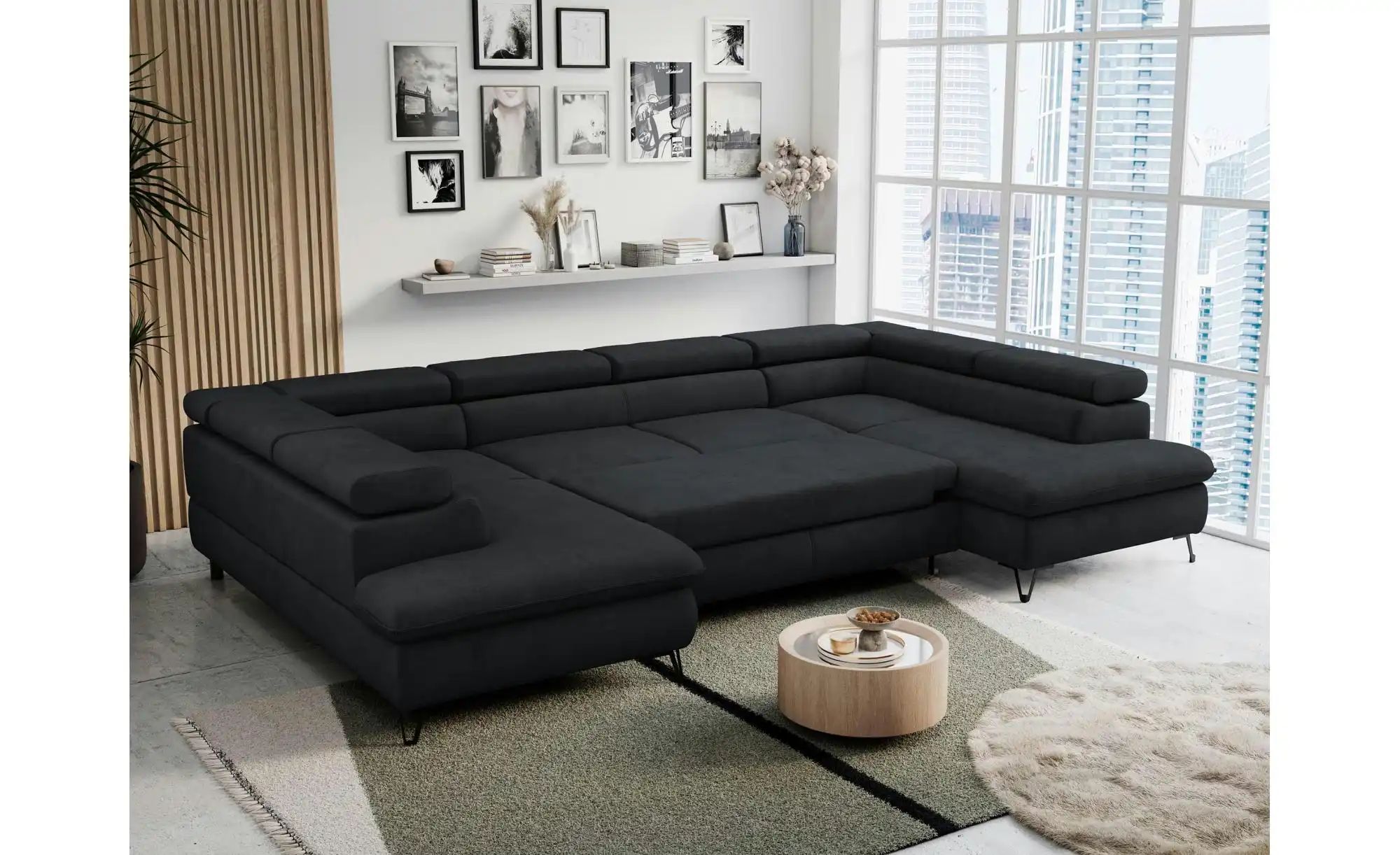 Thumbnail - Wohnlandschaft  Peter ¦ schwarz ¦ Maße (cm): B: 346 H: 76 Polstermöbel > Sofas > Wohnlandschaften - Höffner