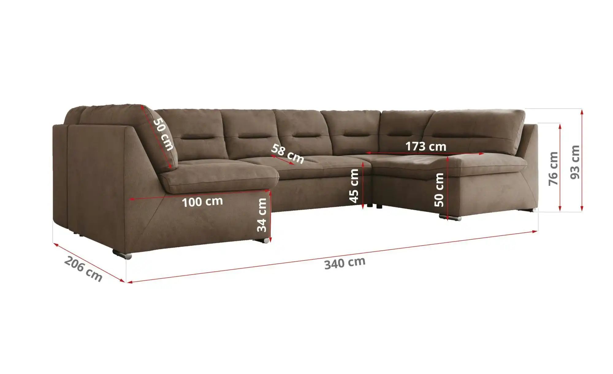 Wohnlandschaft mit Schlaffunktion Comodo ¦ braun ¦ Maße (cm): B: 340 H: 93 günstig online kaufen