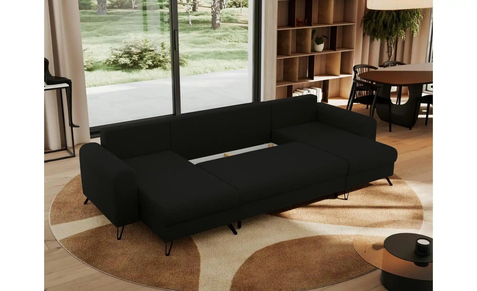 Wohnlandschaft Schwarz   ¦ schwarz ¦ Maße (cm): B: 312 H: 90 Polstermöbel > günstig online kaufen