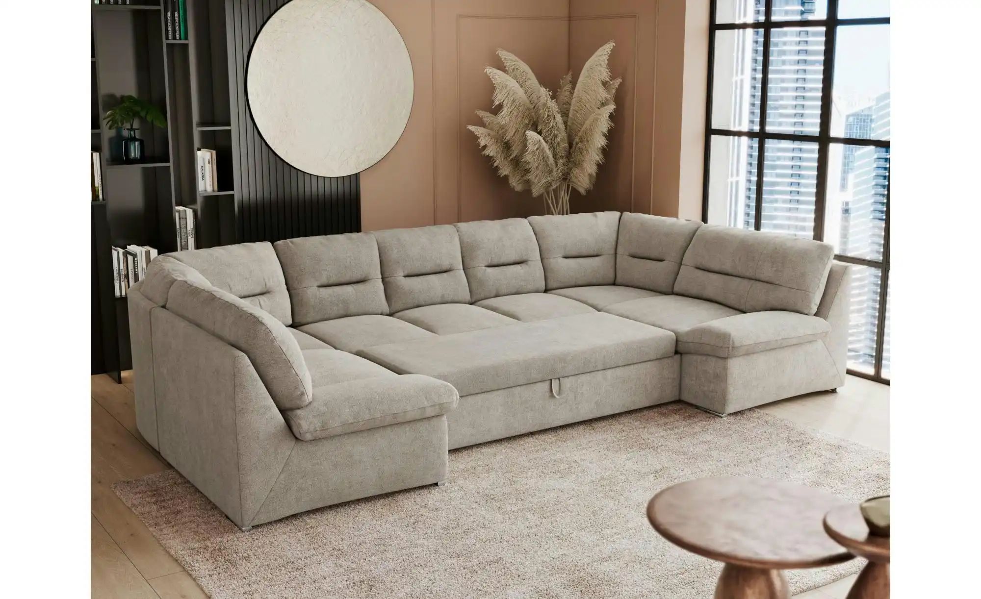 Thumbnail - Wohnlandschaft mit Schlaffunktion Comodo ¦ beige ¦ Maße (cm): B: 340 H: 93 Polstermöbel > Sofas > Wohnlandschaften - Höf...