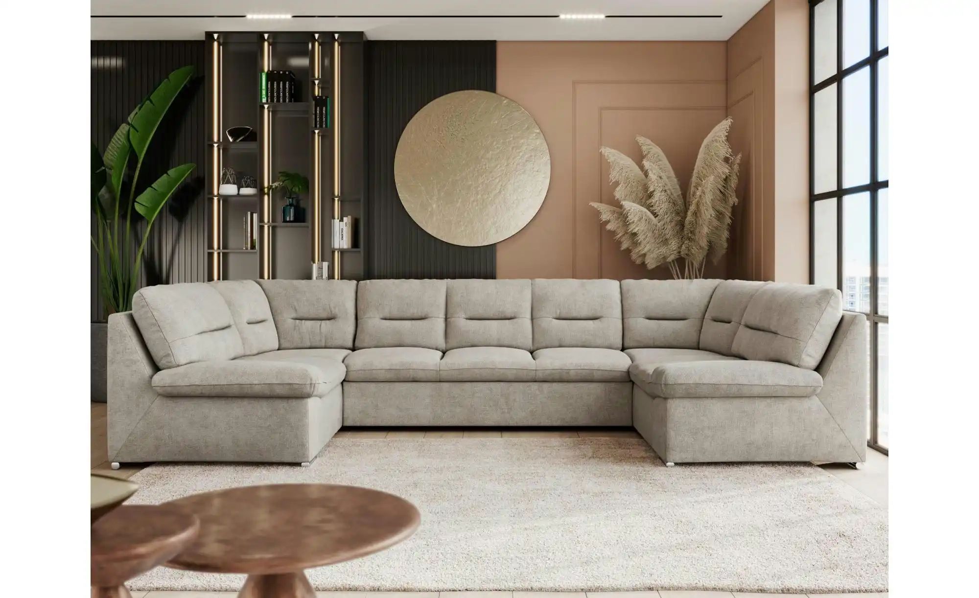 Thumbnail - Wohnlandschaft mit Schlaffunktion Comodo ¦ beige ¦ Maße (cm): B: 340 H: 93 Polstermöbel > Sofas > Wohnlandschaften - Höf...