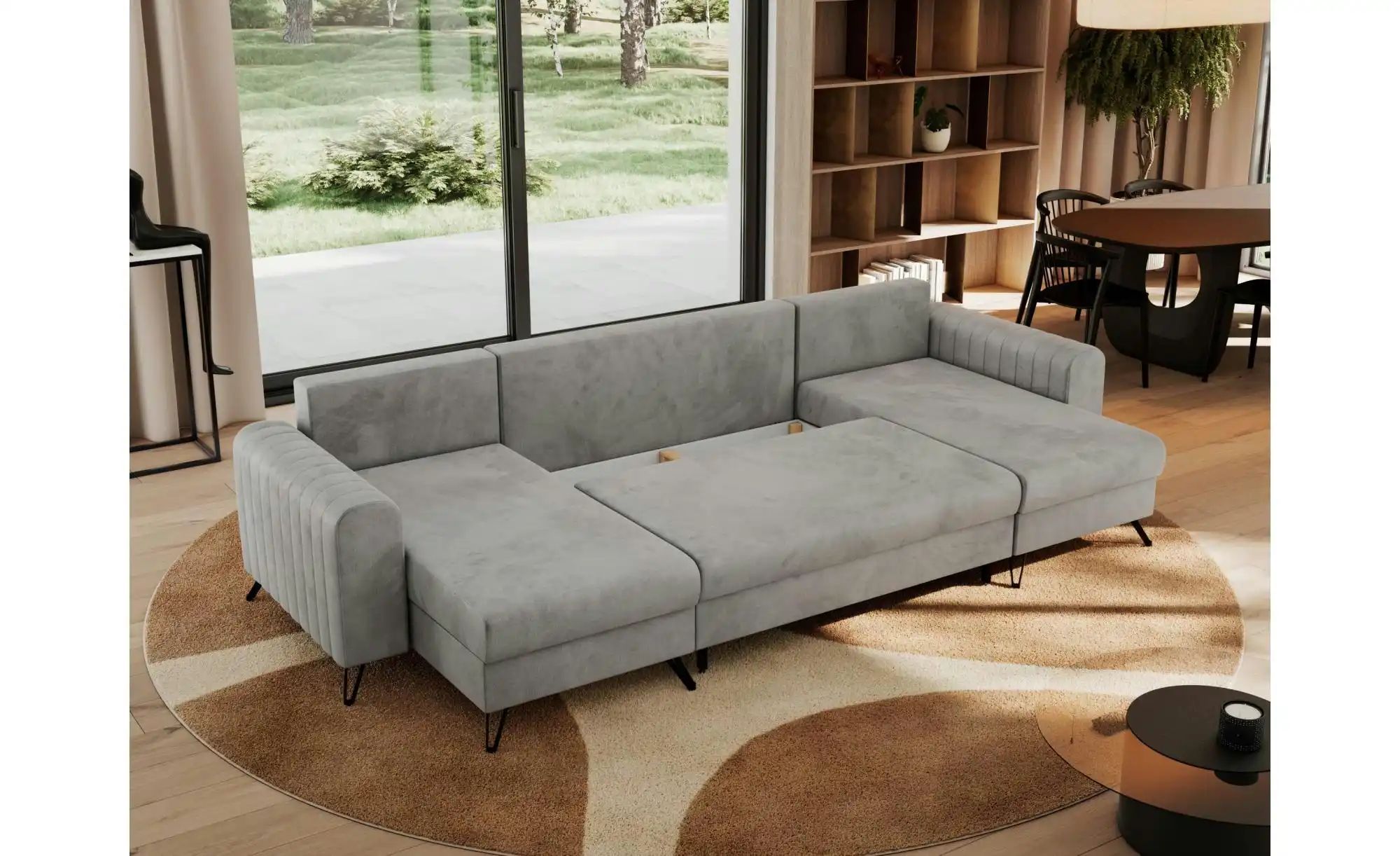 Wohnlandschaft Hellgrau   ¦ silber ¦ Maße (cm): B: 312 H: 90 Polstermöbel > günstig online kaufen