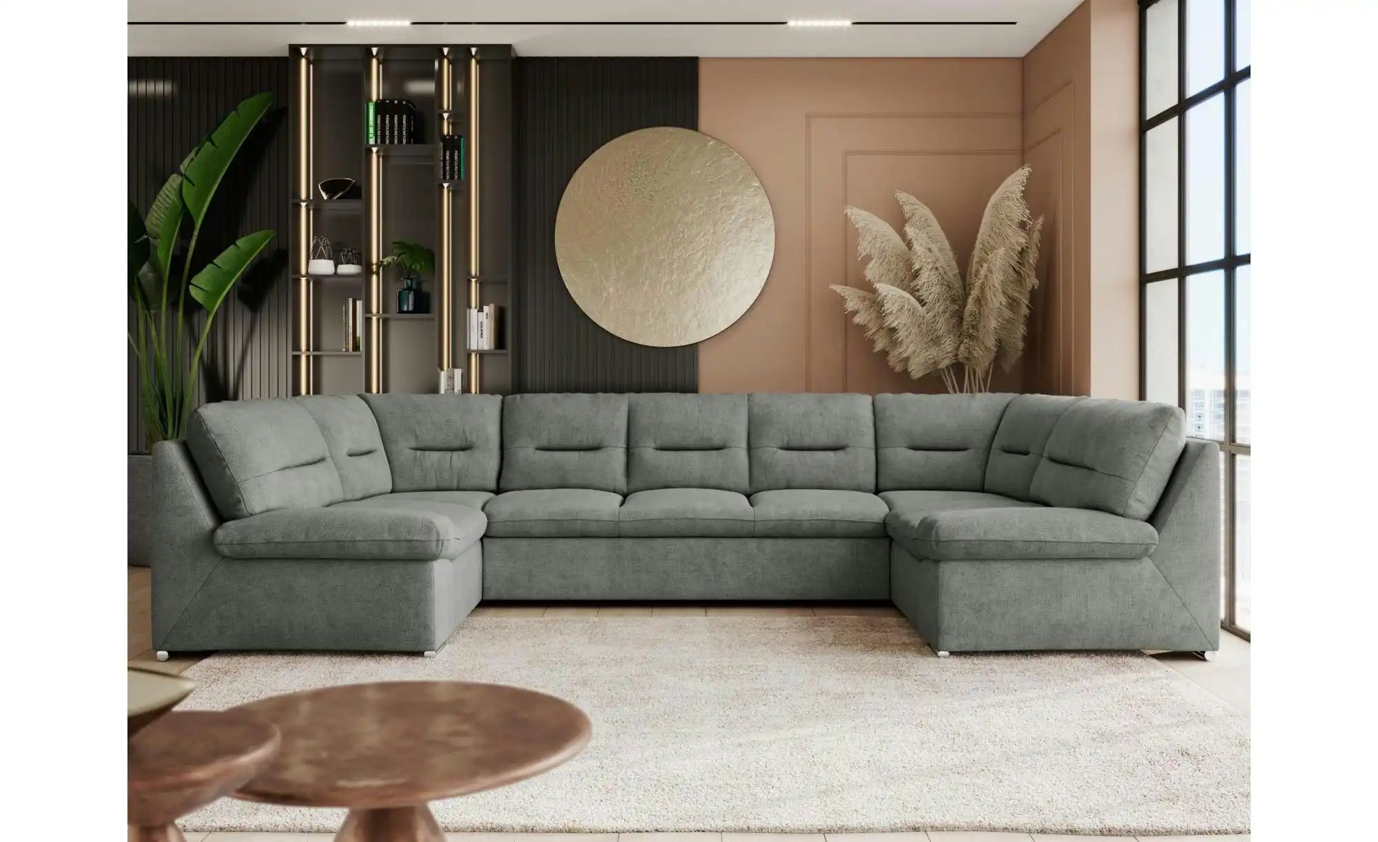 Wohnlandschaft mit Schlaffunktion Comodo ¦ grau ¦ Maße (cm): B: 340 H: 93 P günstig online kaufen