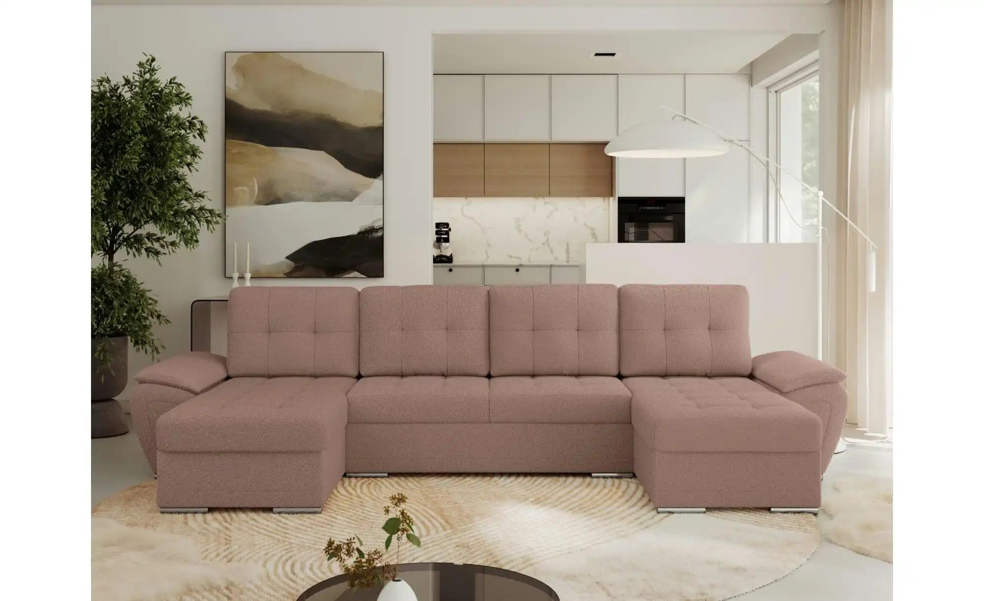 Wohnlandschaft mit Schlaffunktion Umbria ¦ rosa/pink ¦ Maße (cm): B: 336 H: günstig online kaufen