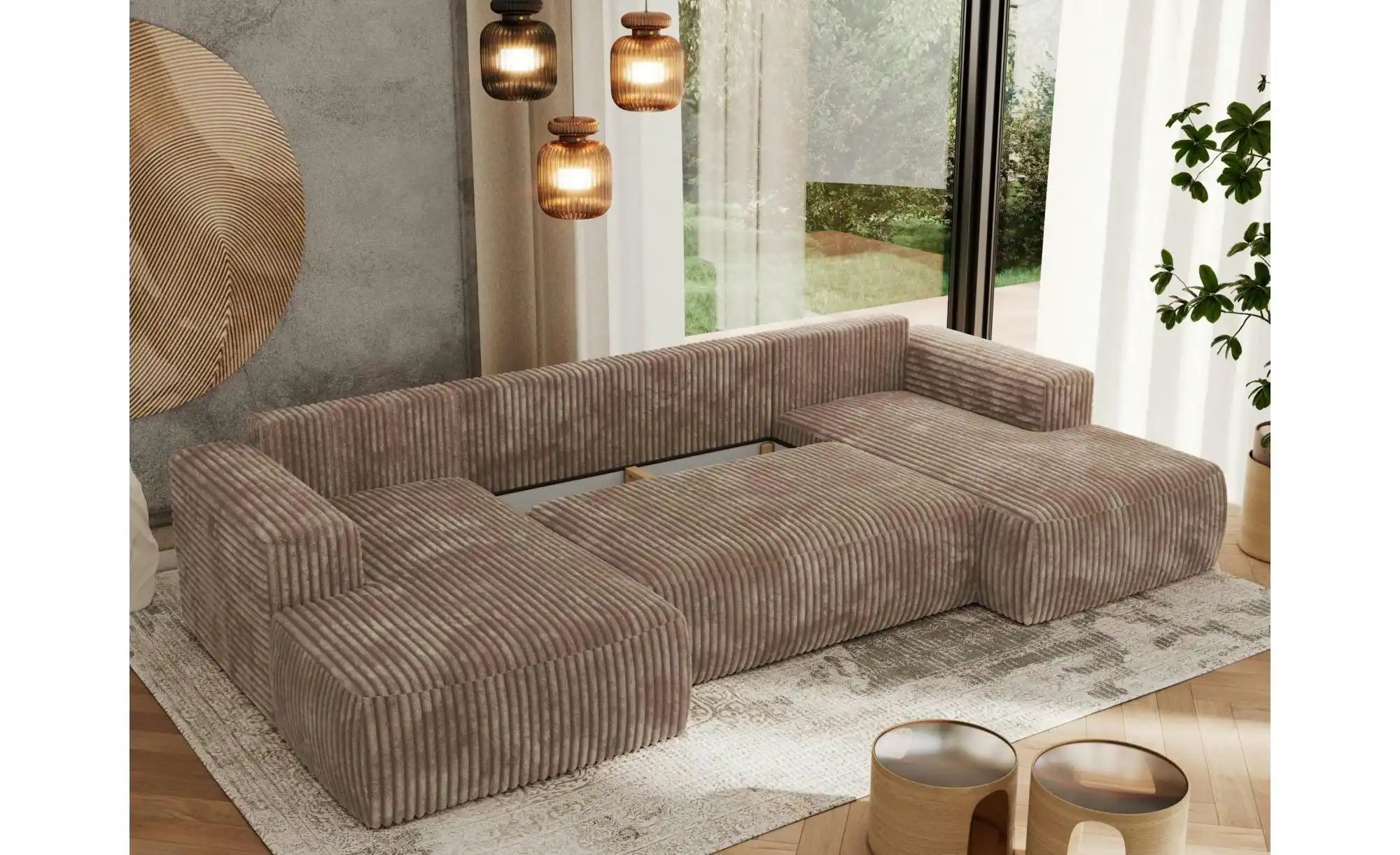 Thumbnail - Wohnlandschaft mit Schlaffunktion Trentino ¦ braun ¦ Maße (cm): B: 334 H: 91 Polstermöbel > Sofas > Wohnlandschaften - H...