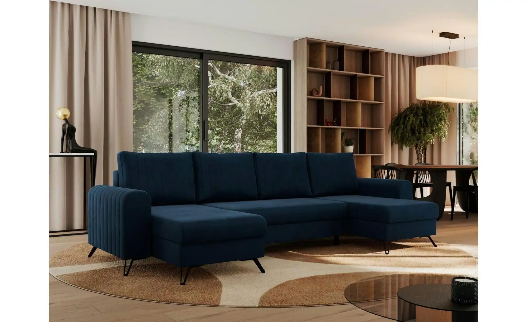 Wohnlandschaft Dunkelblau   ¦ blau ¦ Maße (cm): B: 312 H: 90 Polstermöbel > günstig online kaufen