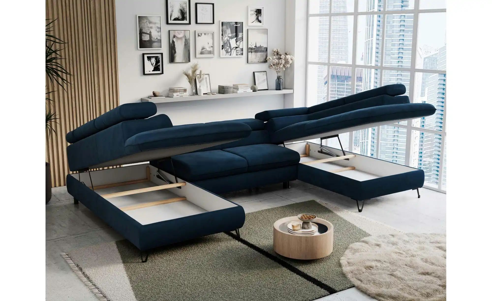 Thumbnail - Wohnlandschaft  Peter ¦ blau ¦ Maße (cm): B: 346 H: 76 Polstermöbel > Sofas > Wohnlandschaften - Höffner