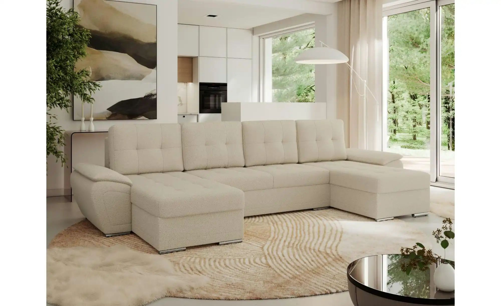 Thumbnail - Wohnlandschaft mit Schlaffunktion Umbria ¦ beige ¦ Maße (cm): B: 336 H: 85 Polstermöbel > Sofas > Schlafsofas - Höffner
