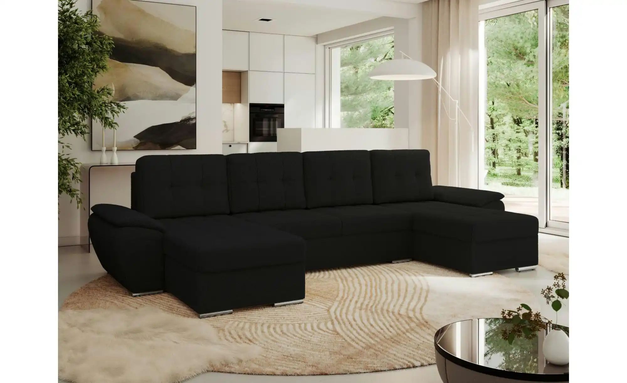 Wohnlandschaft mit Schlaffunktion Umbria ¦ schwarz ¦ Maße (cm): B: 336 H: 8 günstig online kaufen