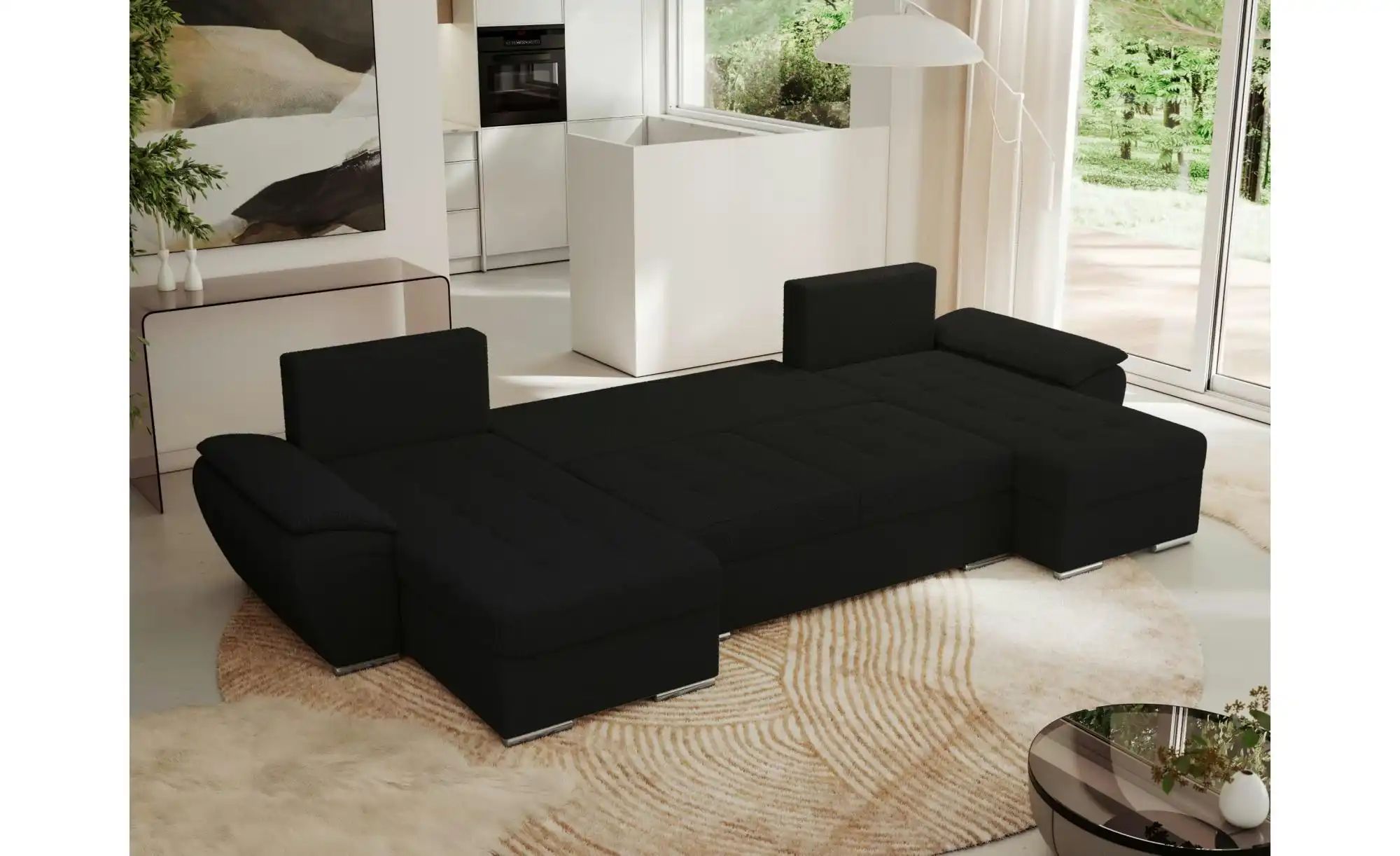 Thumbnail - Wohnlandschaft mit Schlaffunktion Umbria ¦ schwarz ¦ Maße (cm): B: 336 H: 85 Polstermöbel > Sofas > Schlafsofas - Höffne...