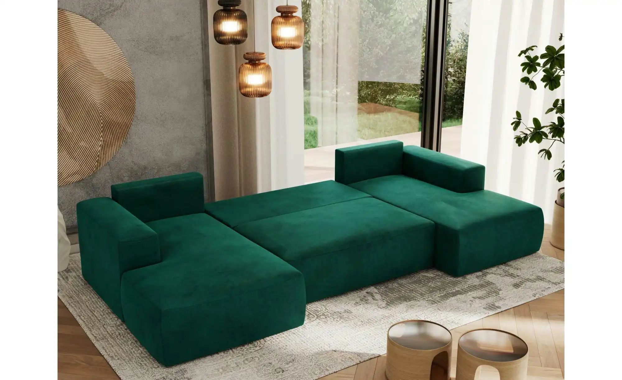 Thumbnail - Wohnlandschaft mit Schlaffunktion Trentino ¦ grün ¦ Maße (cm): B: 334 H: 91 Polstermöbel > Sofas > Schlafsofas - Höffner