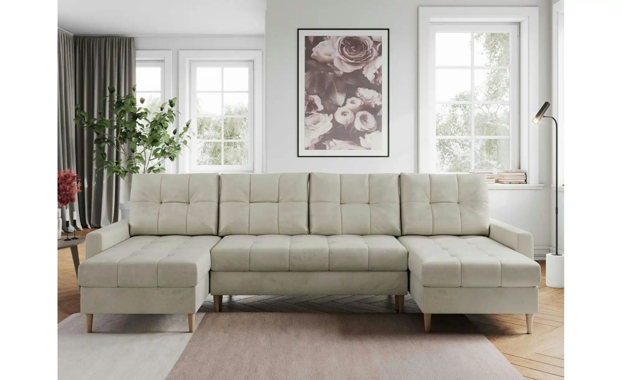 Wohnlandschaft mit Schlaffunktion Astra ¦ beige ¦ Maße (cm): B: 290 H: 75 P günstig online kaufen