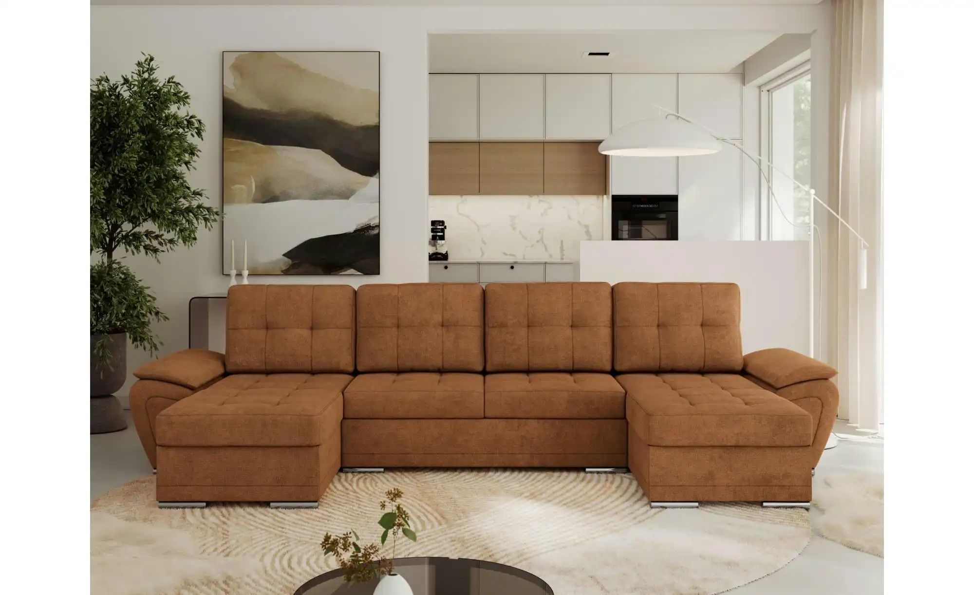 Wohnlandschaft mit Schlaffunktion Umbria ¦ orange ¦ Maße (cm): B: 336 H: 85 günstig online kaufen