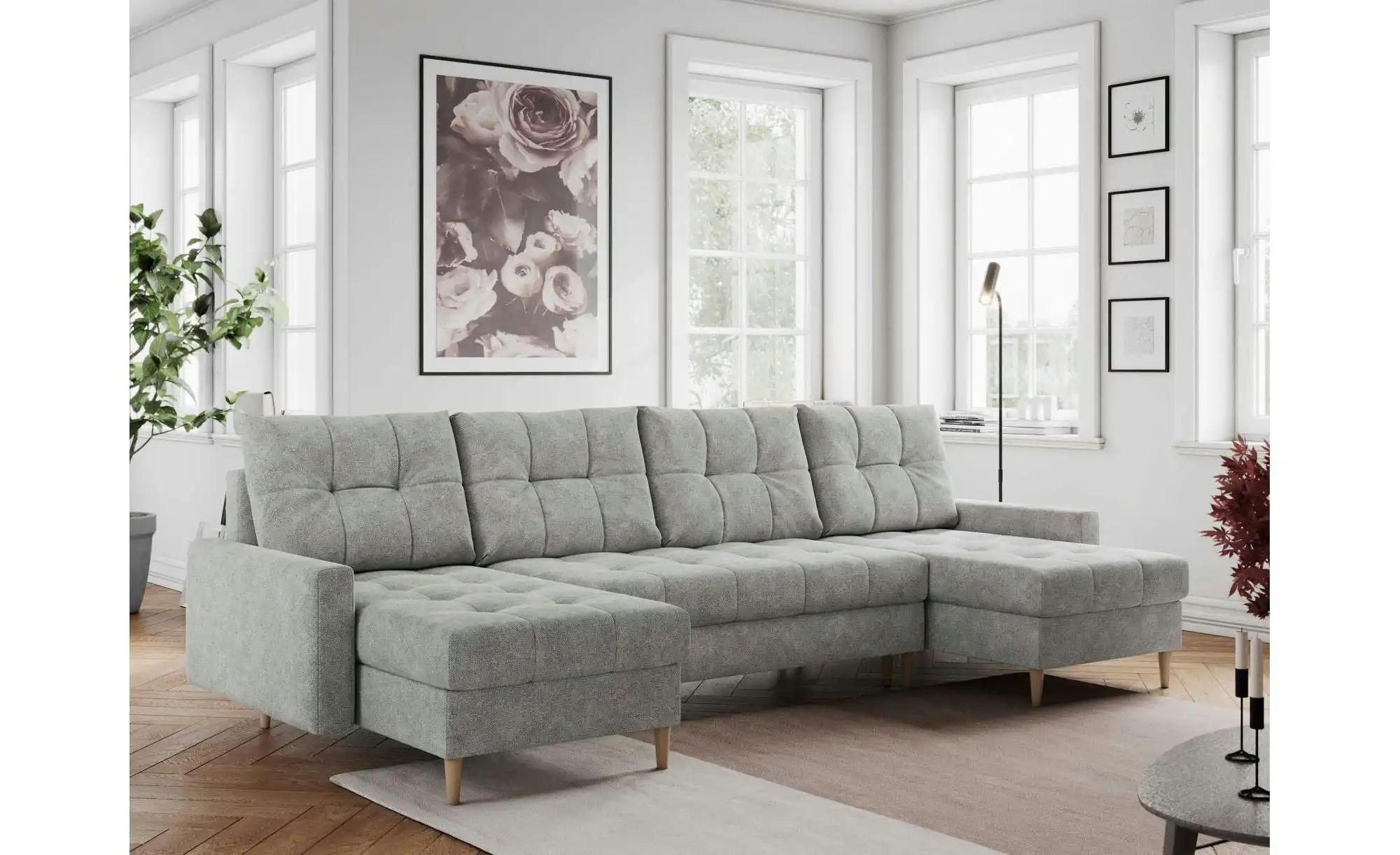 Wohnlandschaft mit Schlaffunktion Astra ¦ silber ¦ Maße (cm): B: 290 H: 75 günstig online kaufen