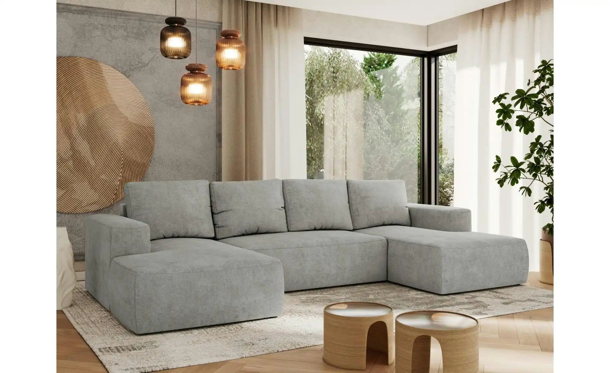 Thumbnail - Wohnlandschaft mit Schlaffunktion Trentino ¦ grau ¦ Maße (cm): B: 334 H: 91 Polstermöbel > Sofas > Wohnlandschaften - Hö...