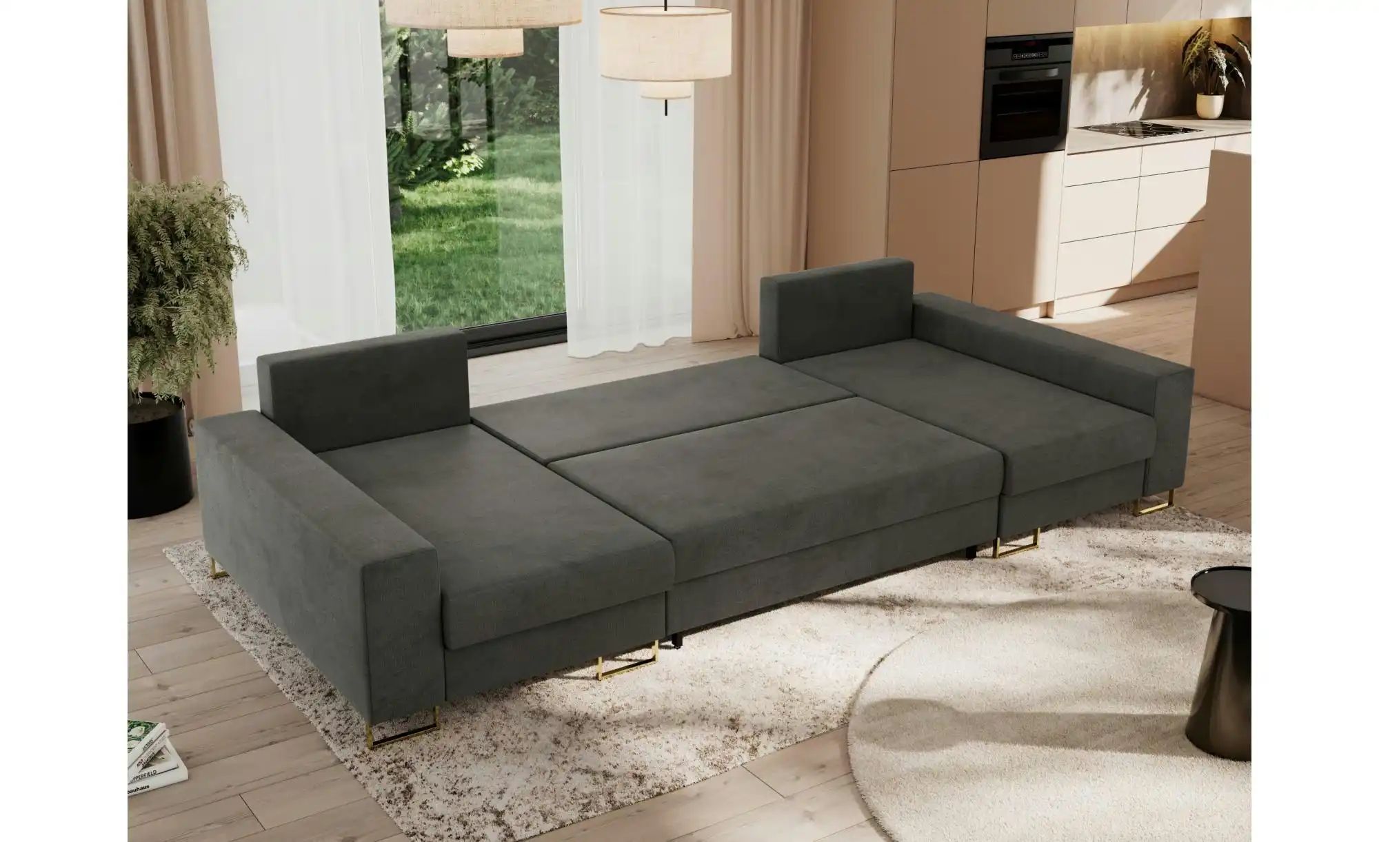 Thumbnail - Wohnlandschaft mit Schlaffunktion Dorain ¦ grau ¦ Maße (cm): B: 312 H: 95 Polstermöbel > Sofas > Schlafsofas - Höffner