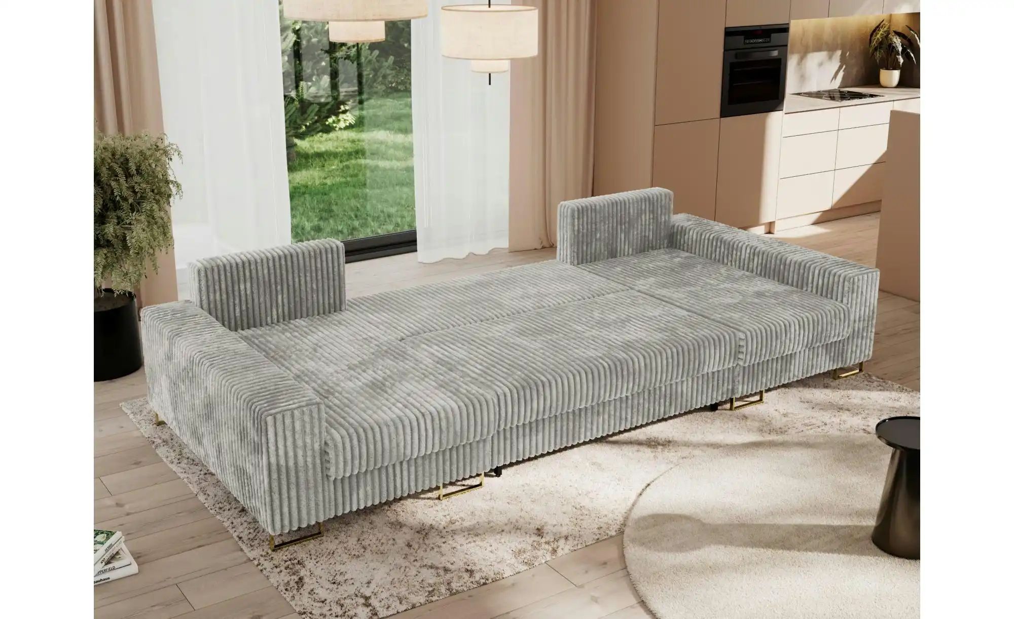 Thumbnail - Wohnlandschaft mit Schlaffunktion Dorain ¦ silber ¦ Maße (cm): B: 312 H: 95 Polstermöbel > Sofas > Schlafsofas - Höffner