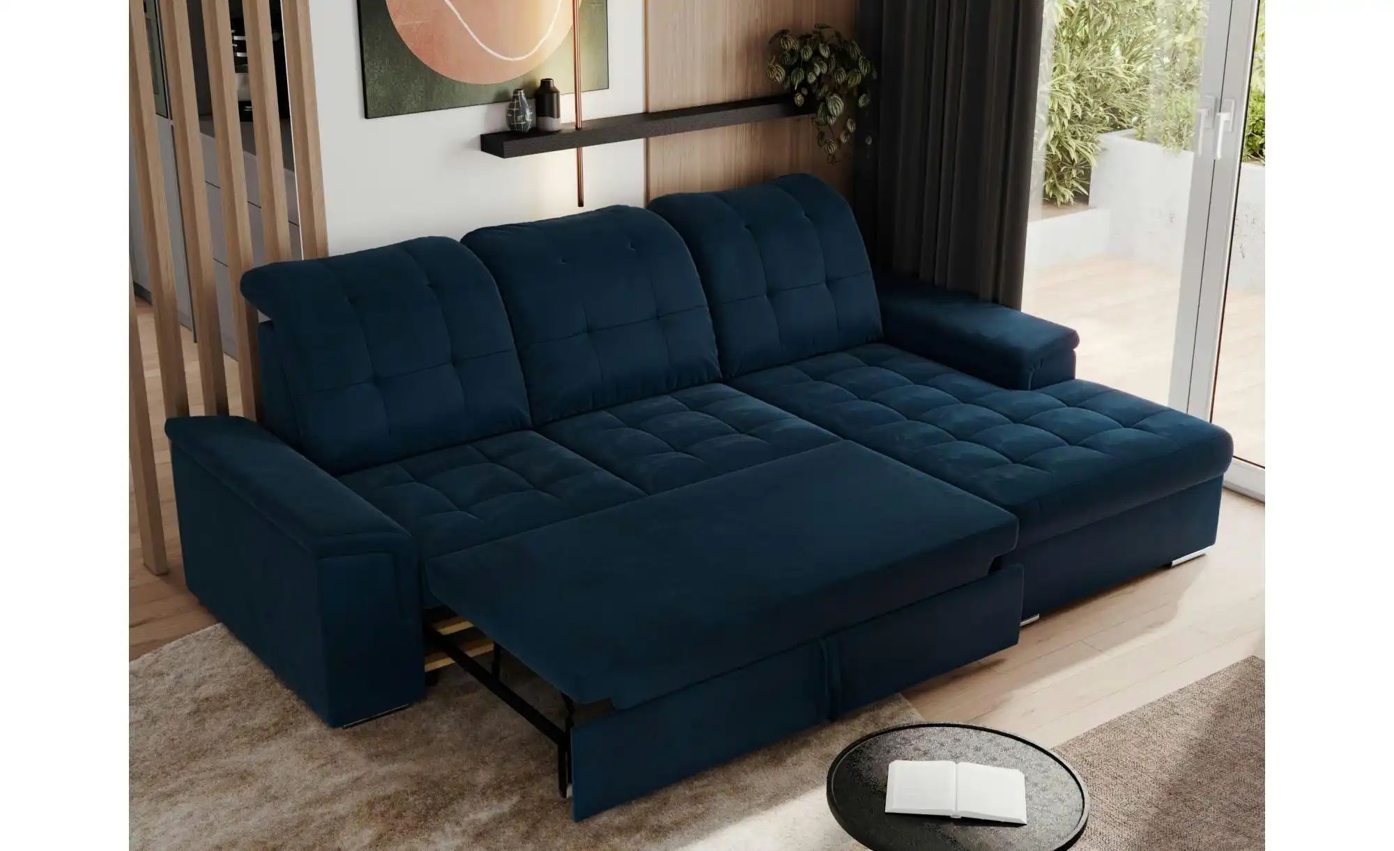 Thumbnail - Ecksofa mit Schlaffunktion Madrito ¦ blau ¦ Maße (cm): B: 256 H: 89 Polstermöbel > Sofas > Ecksofas - Höffner