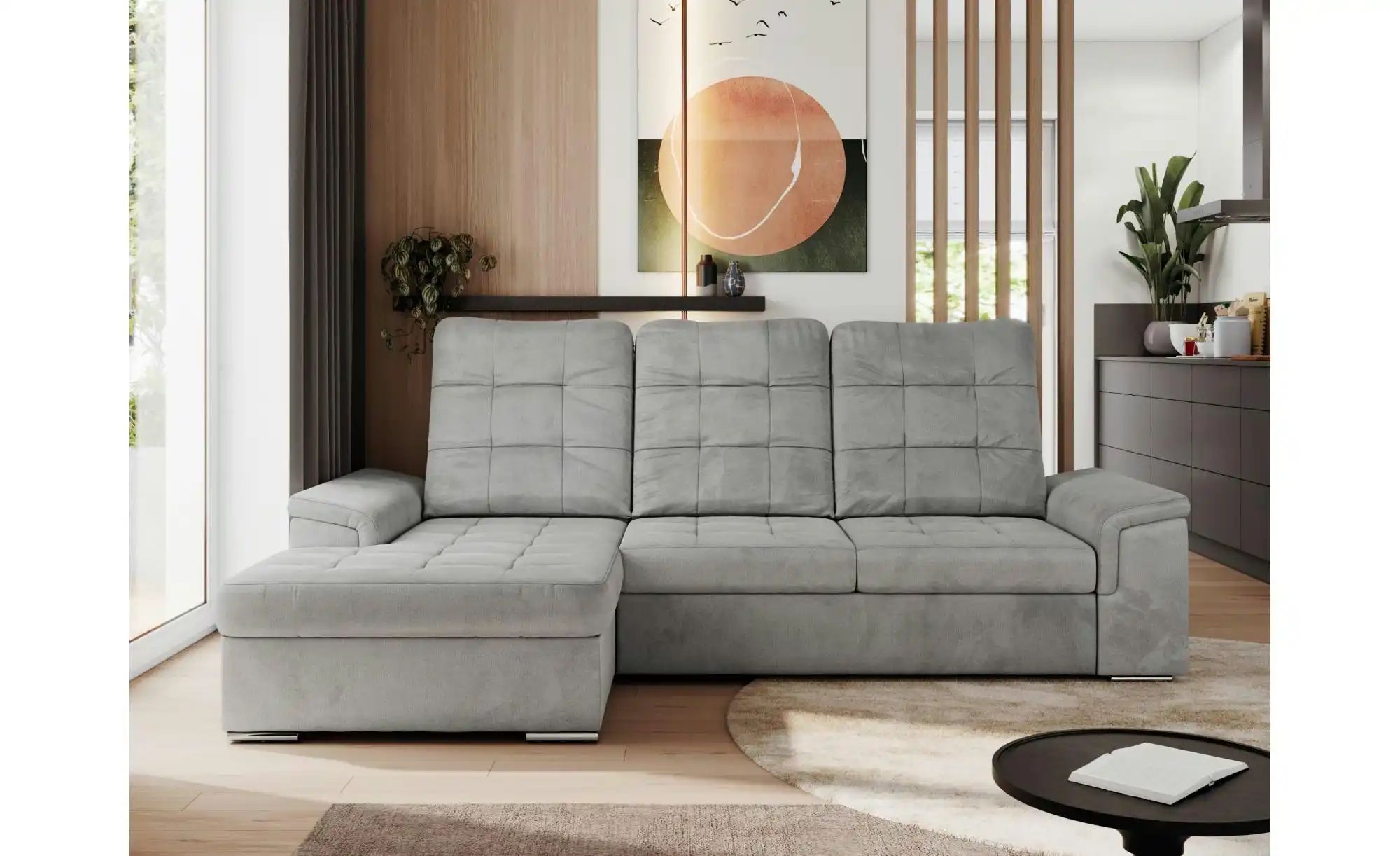 Thumbnail - Ecksofa mit Schlaffunktion Madrito ¦ grau ¦ Maße (cm): B: 256 H: 89 Polstermöbel > Sofas > Ecksofas - Höffner