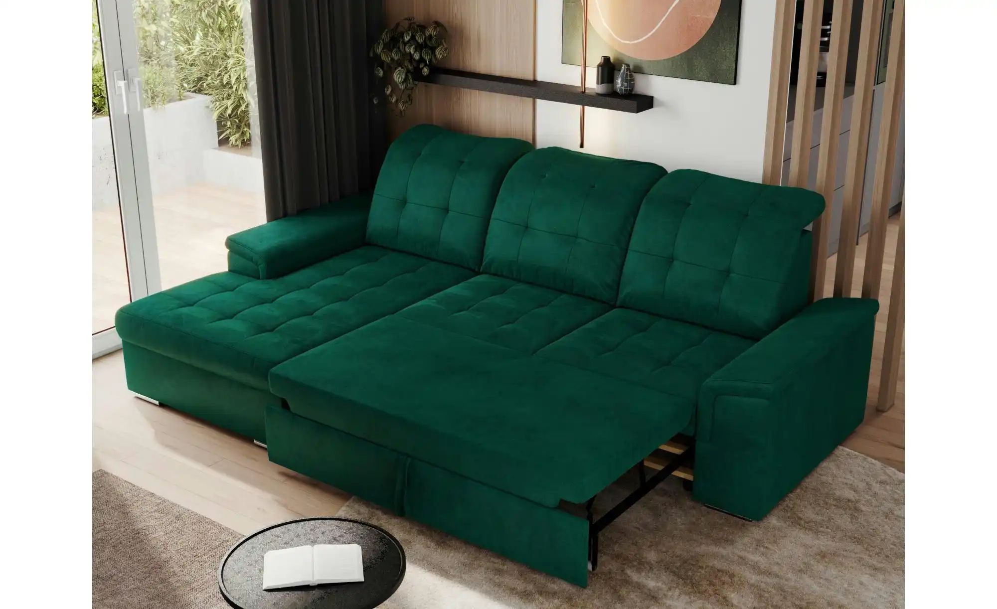 Ecksofa mit Schlaffunktion Madrito ¦ grün ¦ Maße (cm): B: 256 H: 89 Polster günstig online kaufen