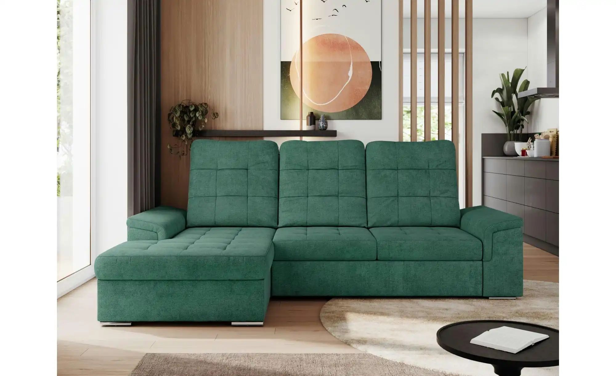 Ecksofa mit Schlaffunktion Madrito ¦ grün ¦ Maße (cm): B: 256 H: 89 Polster günstig online kaufen