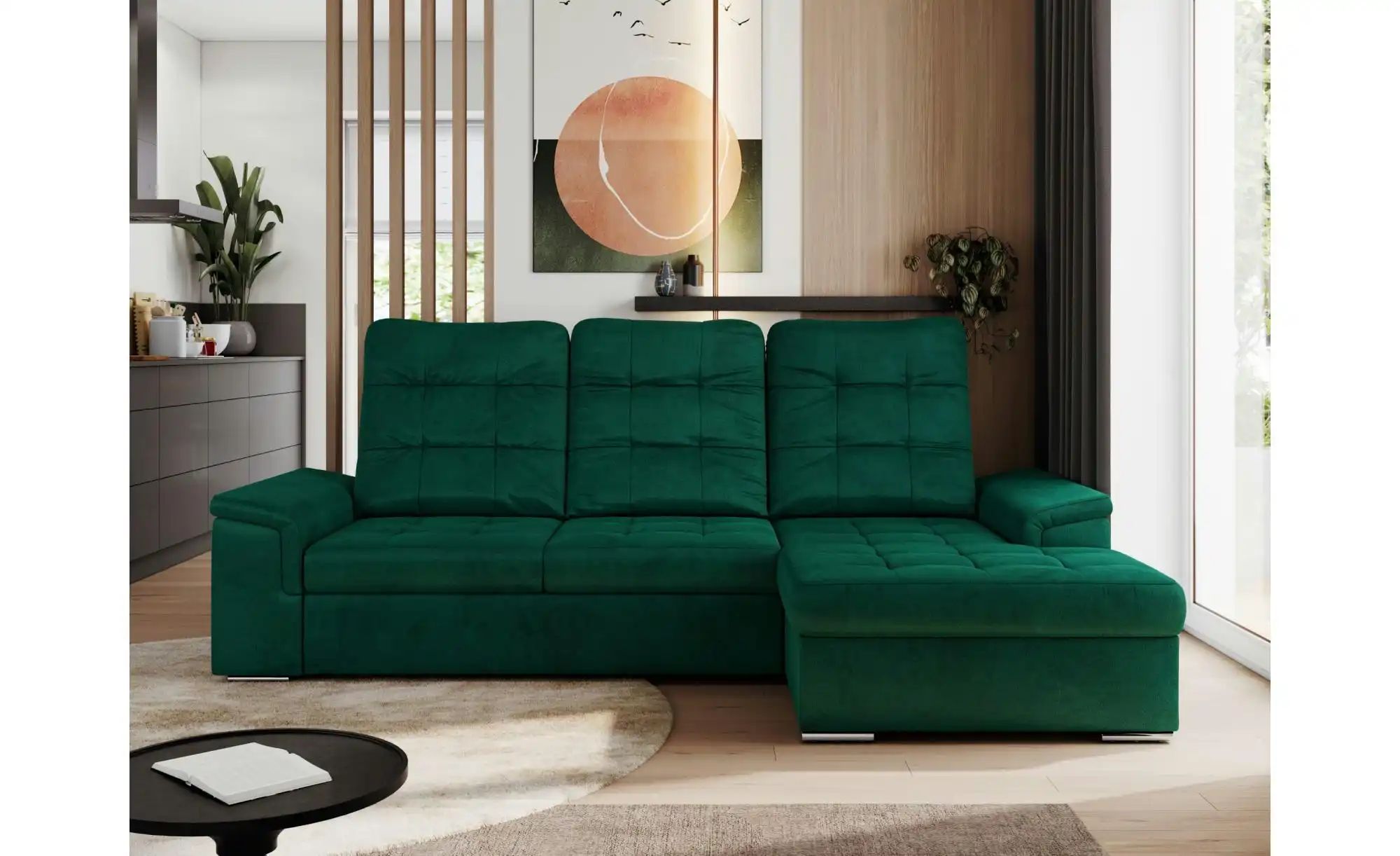 Ecksofa mit Schlaffunktion Madrito ¦ grün ¦ Maße (cm): B: 256 H: 89 Polster günstig online kaufen