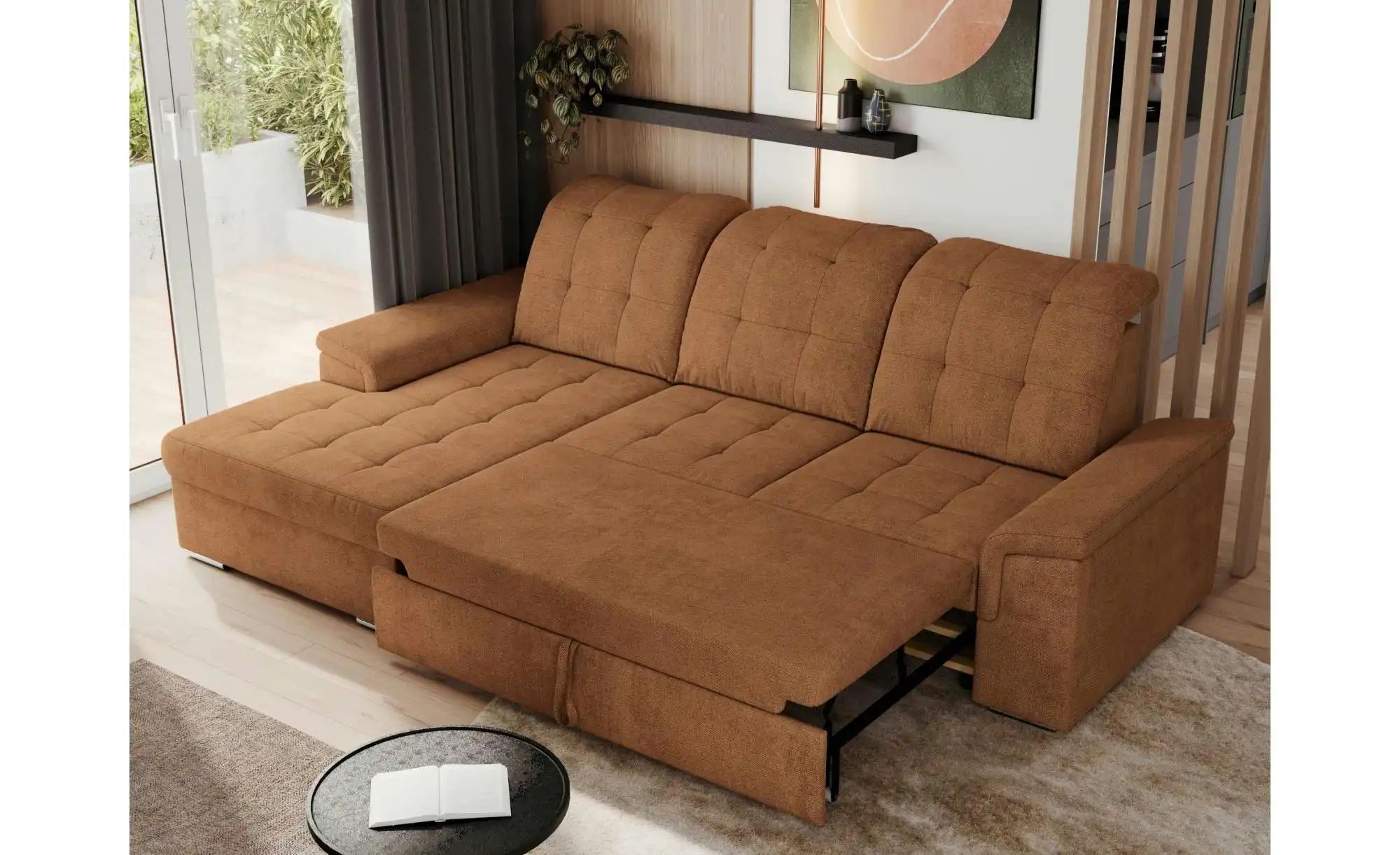 Thumbnail - Ecksofa mit Schlaffunktion Madrito ¦ orange ¦ Maße (cm): B: 256 H: 89 Polstermöbel > Sofas > Ecksofas - Höffner