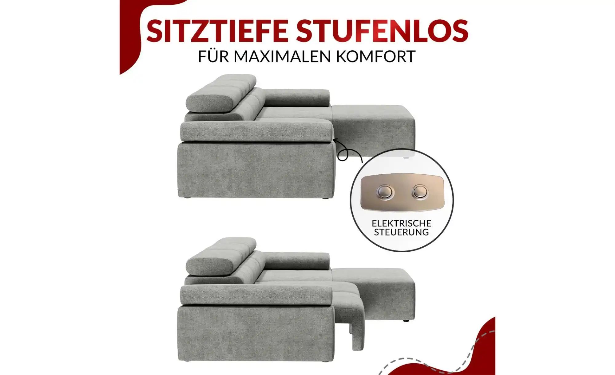 Thumbnail - Ecksofa mit Sitzvorzug Rilasso ¦ blau ¦ Maße (cm): B: 296 H: 66 Polstermöbel > Sofas > Ecksofas - Höffner