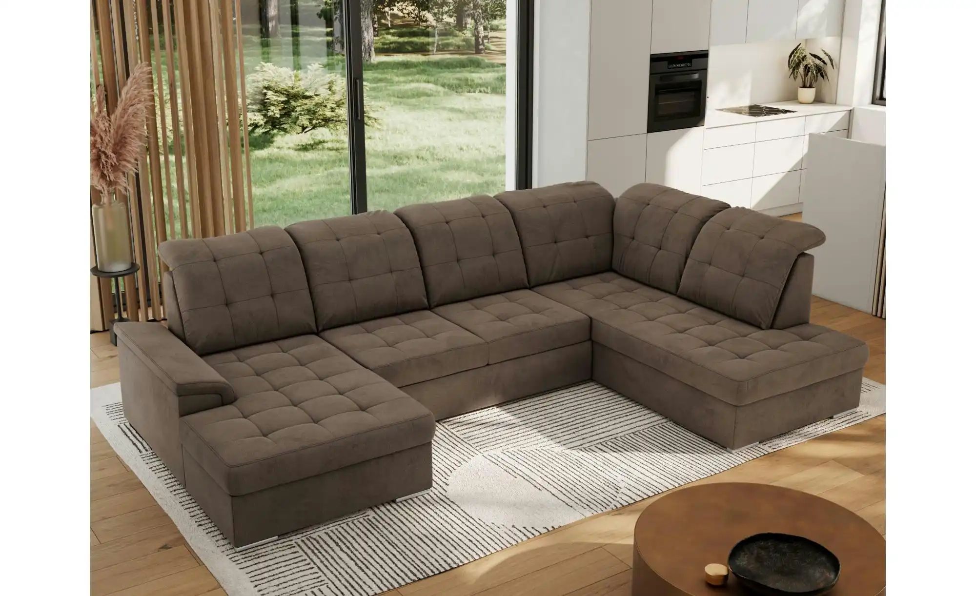 Thumbnail - Wohnlandschaft mit Schlaffunktion Madrito ¦ braun ¦ Maße (cm): B: 323 H: 89 Polstermöbel > Sofas > Wohnlandschaften - Hö...