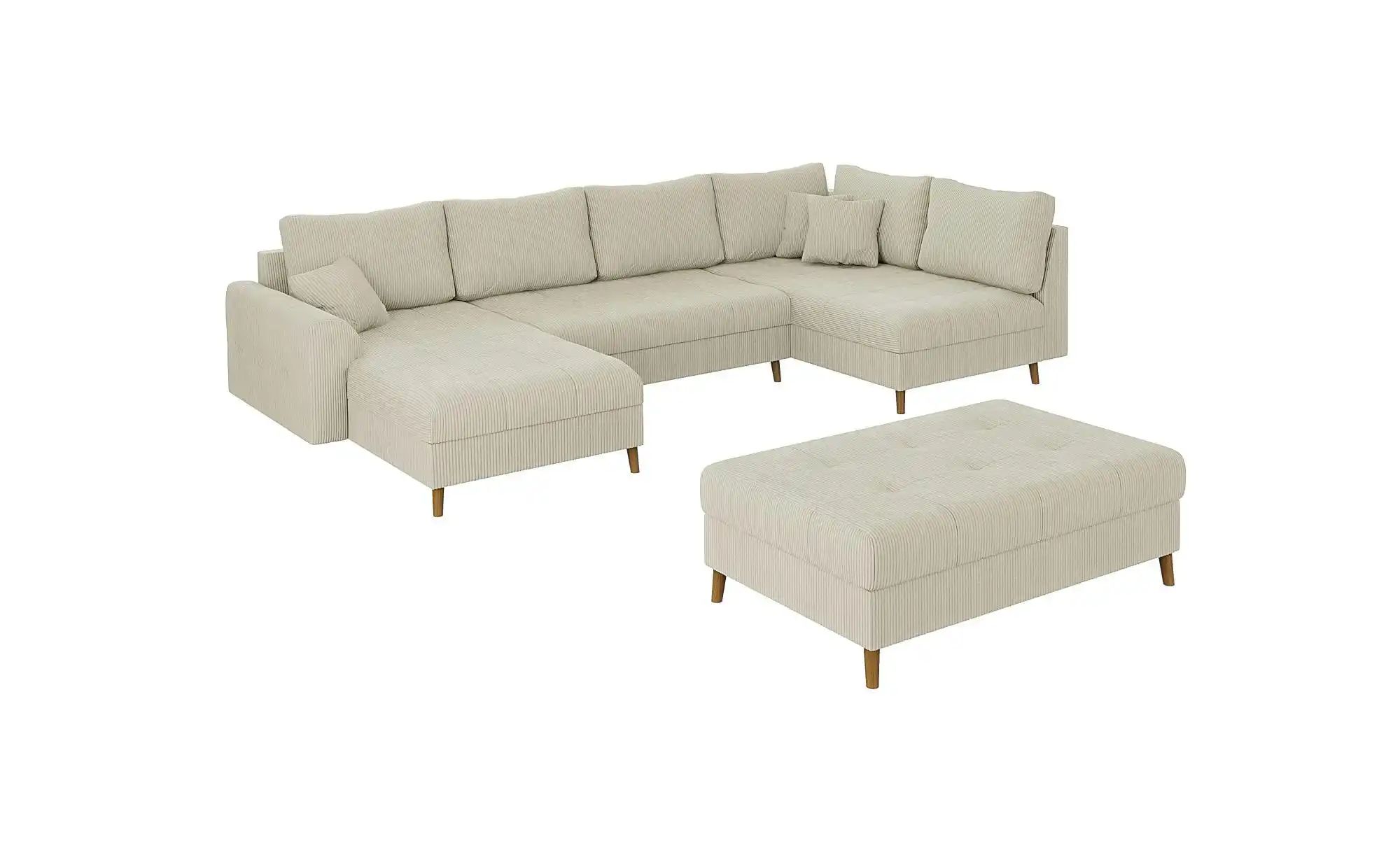Wohnlandschaft mit Hocker  Maya ¦ beige ¦ Maße (cm): B: 310 H: 81 Polstermö günstig online kaufen