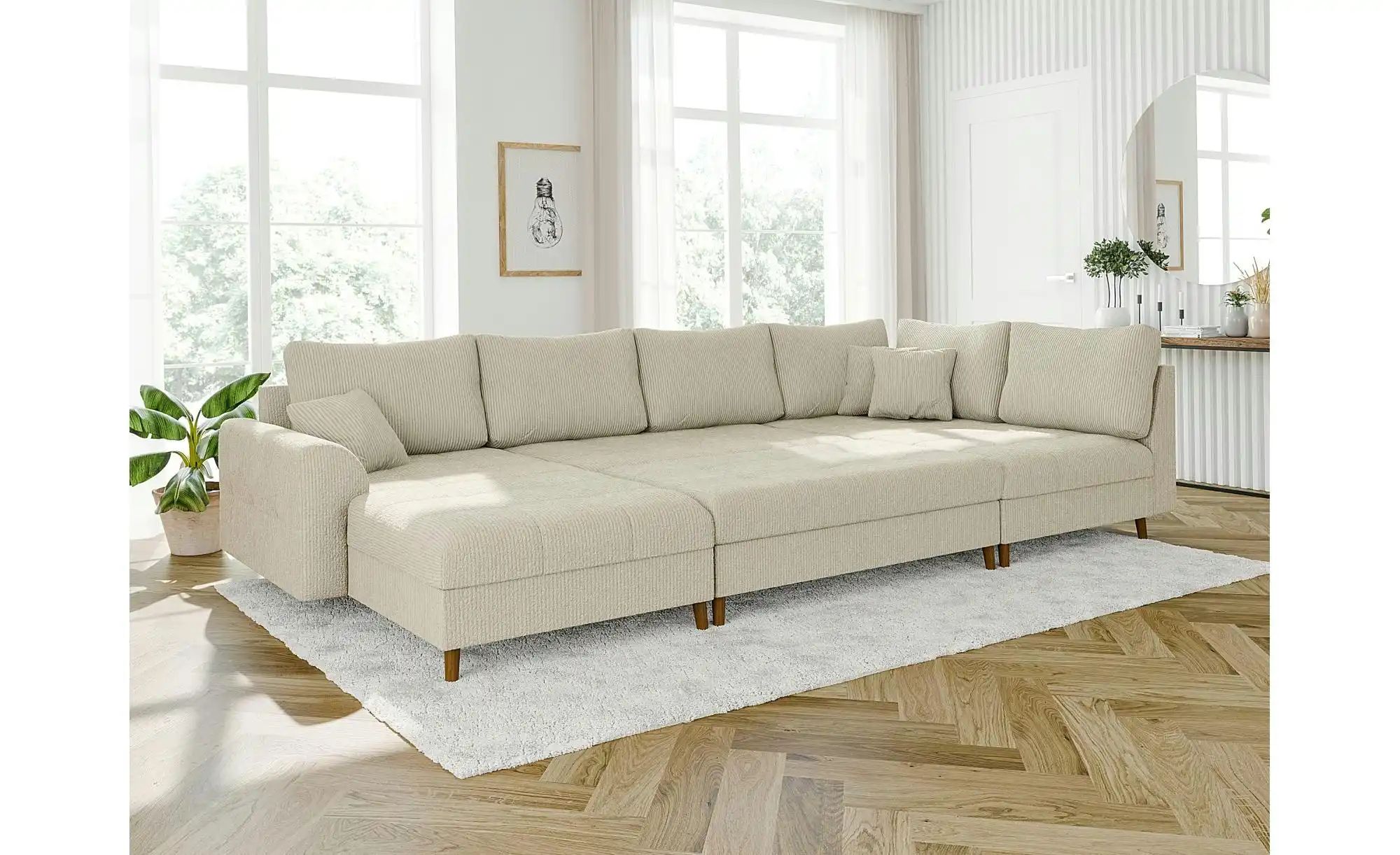 Thumbnail - S-STYLE Wohnlandschaft mit Hocker  Maya ¦ beige ¦ Maße (cm): B: 310 H: 81 Polstermöbel > Sofas > Wohnlandschaften - Höff...