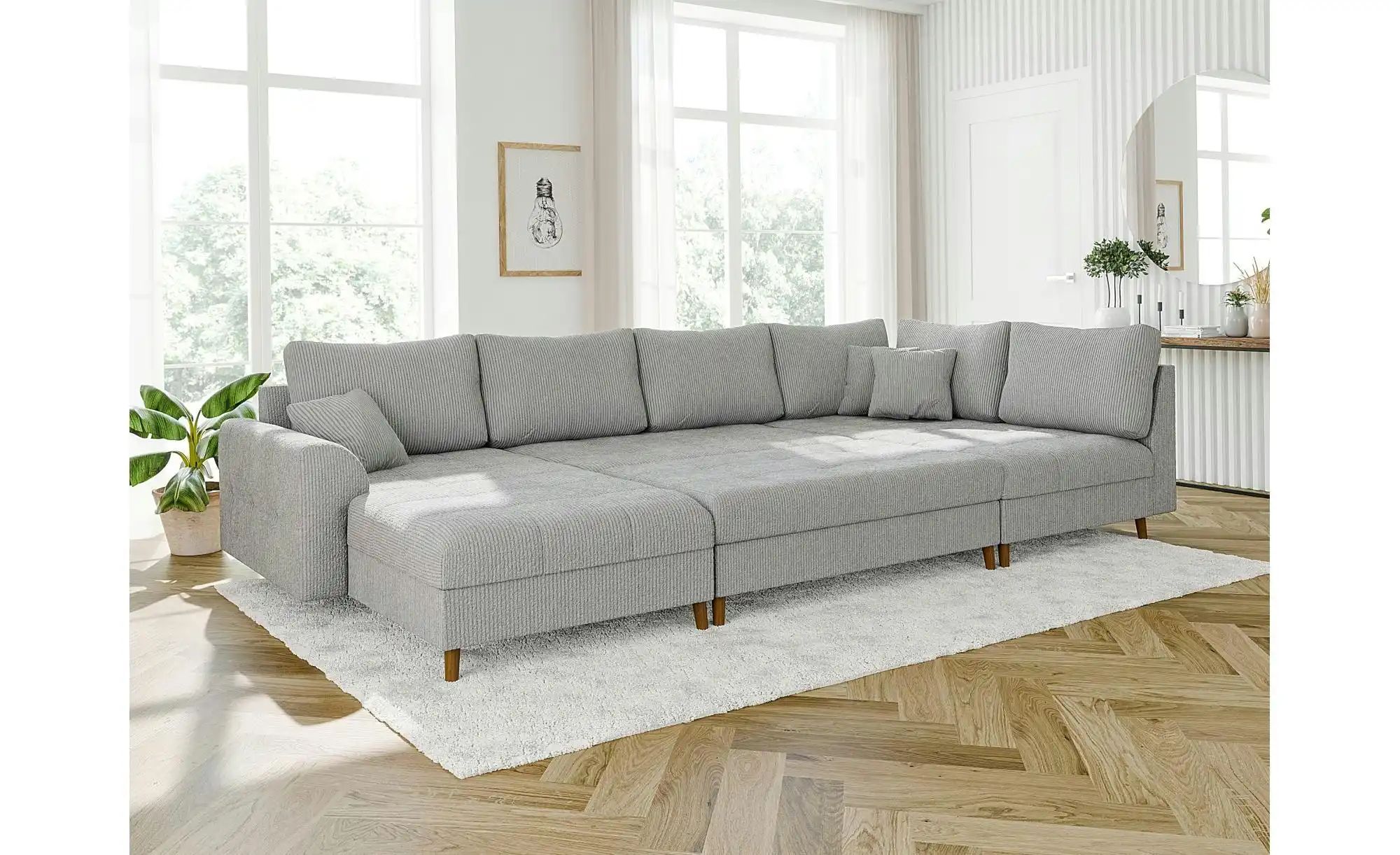 Wohnlandschaft mit Hocker  Maya ¦ grau ¦ Maße (cm): B: 310 H: 81 Polstermöb günstig online kaufen
