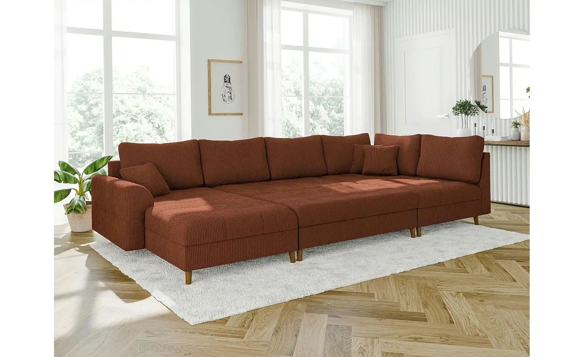 Thumbnail - Wohnlandschaft mit Hocker Maya ¦ rot ¦ Maße (cm): B: 310 H: 81 Polstermöbel > Sofas > Schlafsofas - Höffner