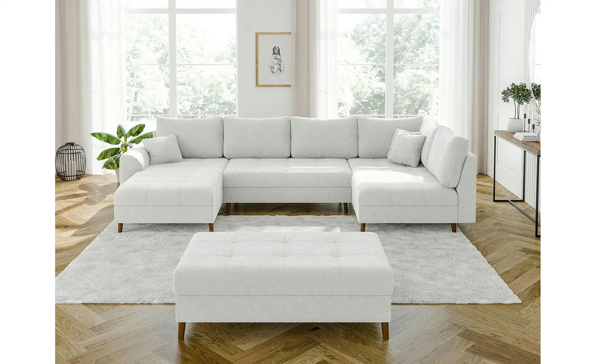 S-STYLE Wohnlandschaft mit Hocker  Lars ¦ weiß ¦ Maße (cm): B: 310 H: 81 Po günstig online kaufen