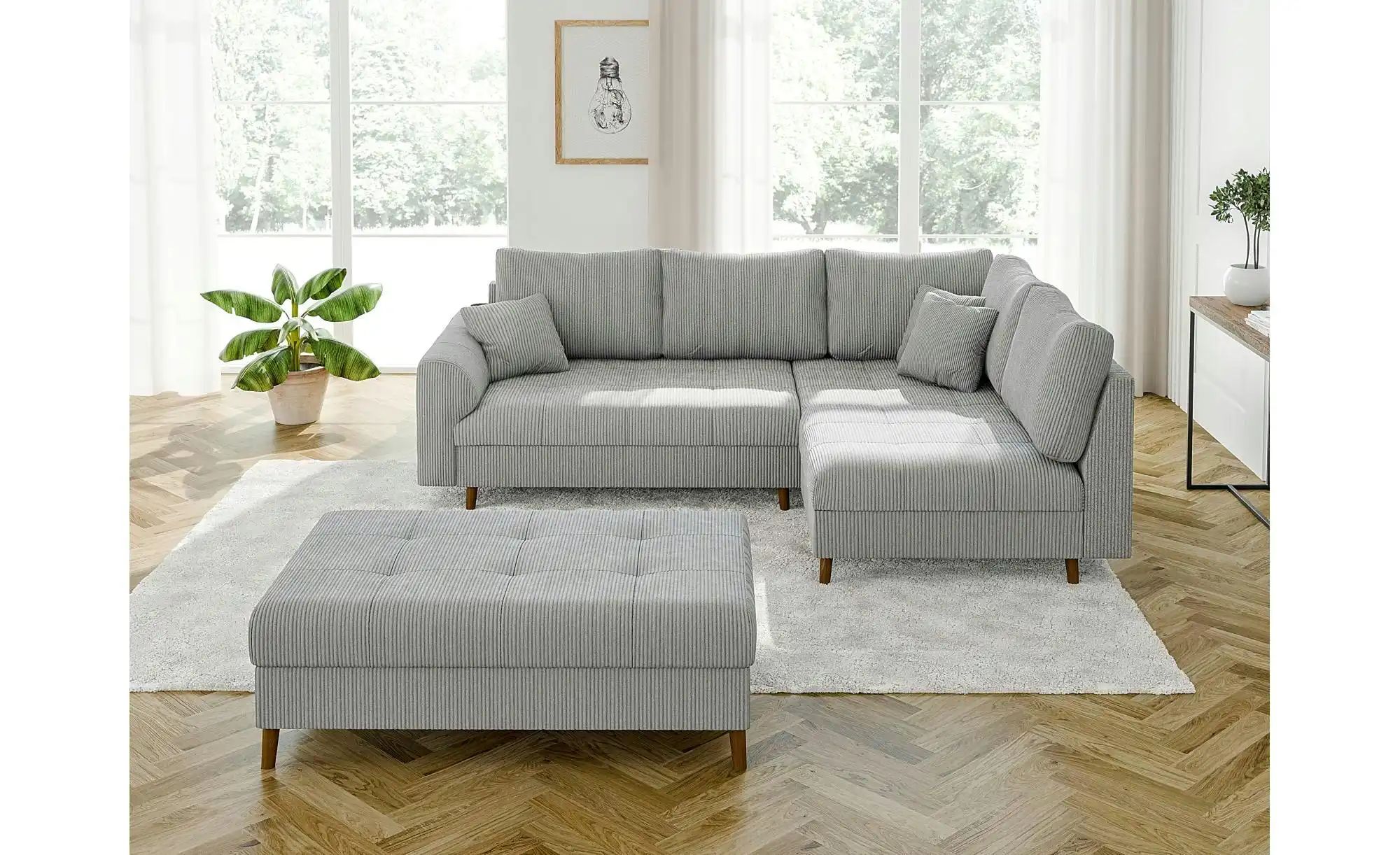 S-STYLE Ecksofa mit Hocker  Maya ¦ grau ¦ Maße (cm): B: 231 H: 81 Polstermö günstig online kaufen