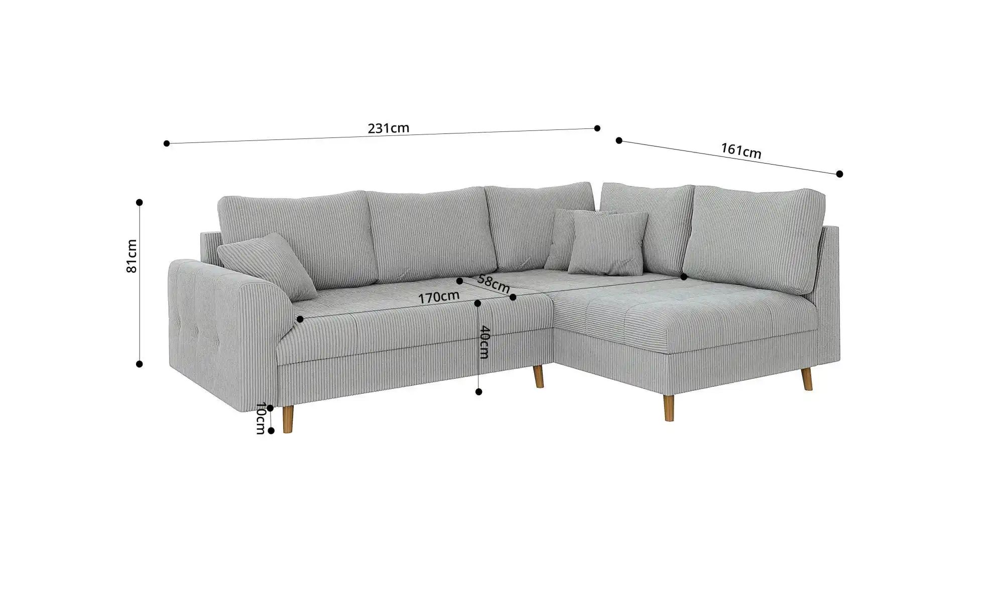 S-STYLE Ecksofa  Maya ¦ grau ¦ Maße (cm): B: 231 H: 81 Polstermöbel > Sofas günstig online kaufen