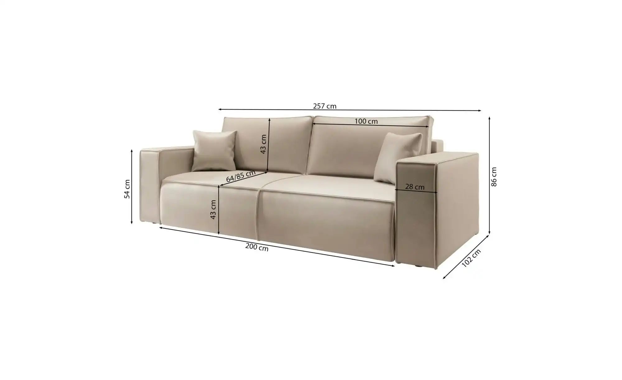 Selsey Schlafsofa  Farese Cuero ¦ braun ¦ Maße (cm): B: 257 H: 86 Polstermö günstig online kaufen