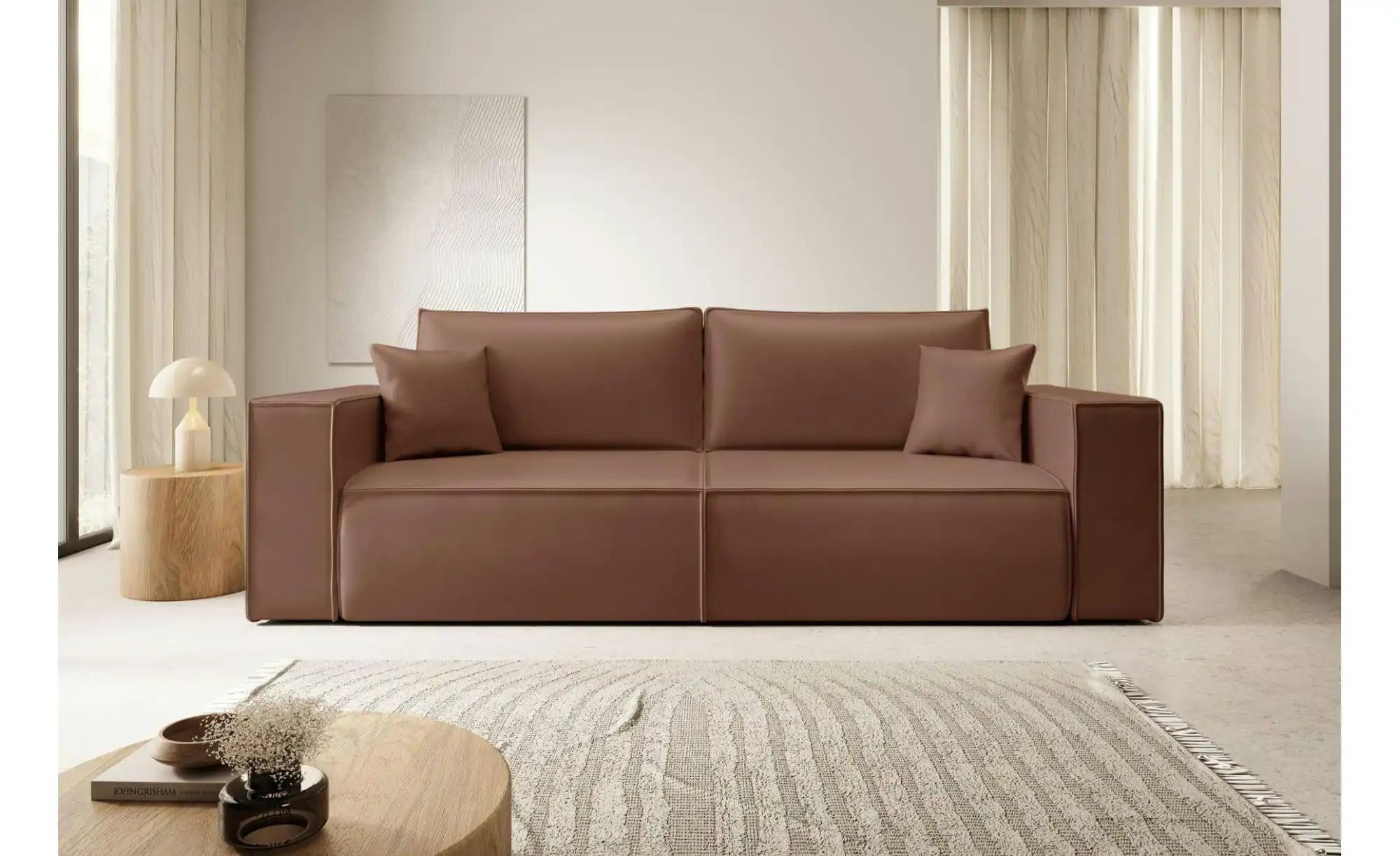 Thumbnail - Selsey Schlafsofa  Farese Cuero ¦ braun ¦ Maße (cm): B: 257 H: 86 Polstermöbel > Sofas > 3-Sitzer - Höffner