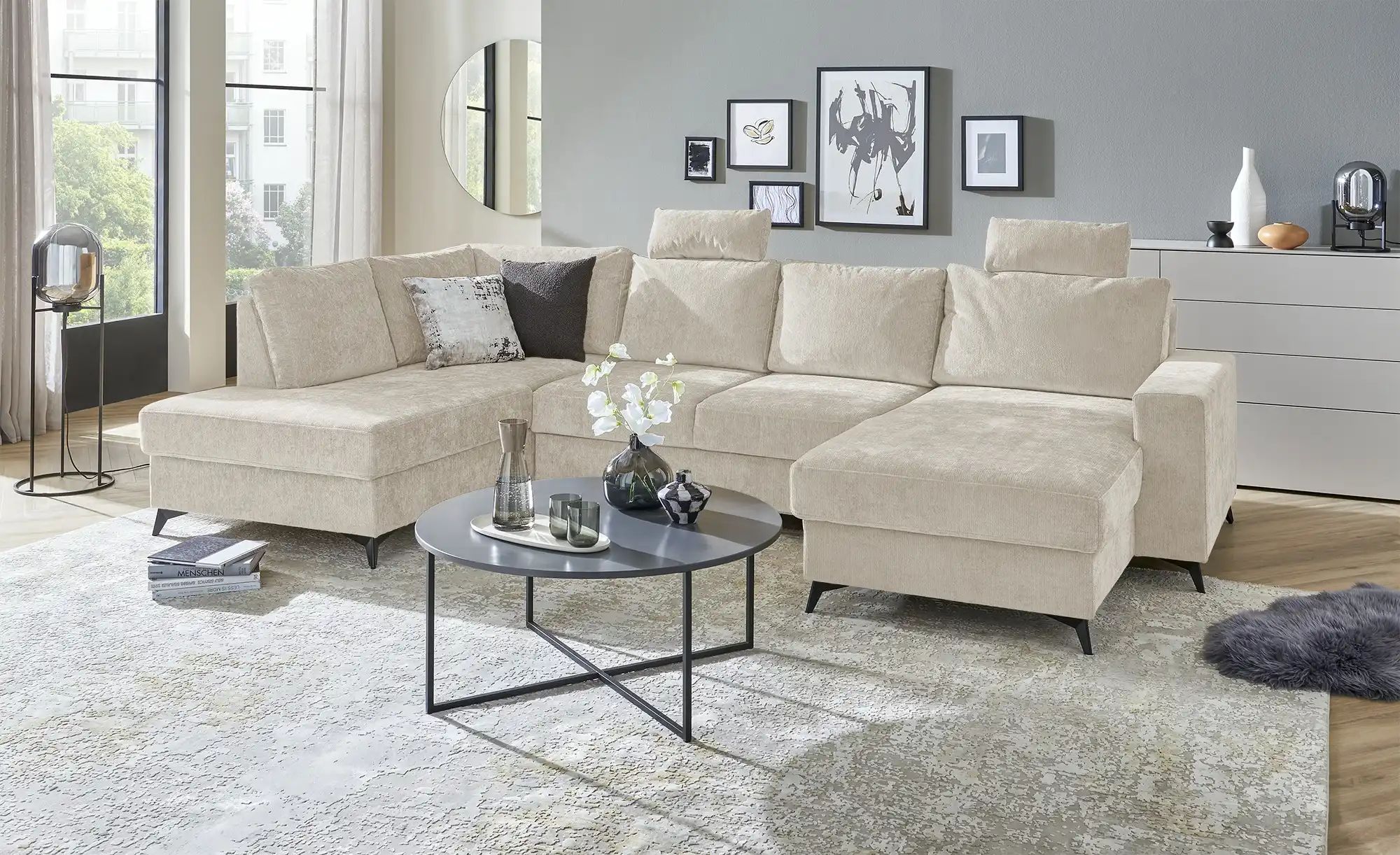 Thumbnail - uno Wohnlandschaft mit Schlaffunktion Salamanca ¦ creme ¦ Maße (cm): B: 280 H: 87 T: 189.0 Polstermöbel > Sofas > Wohnla...